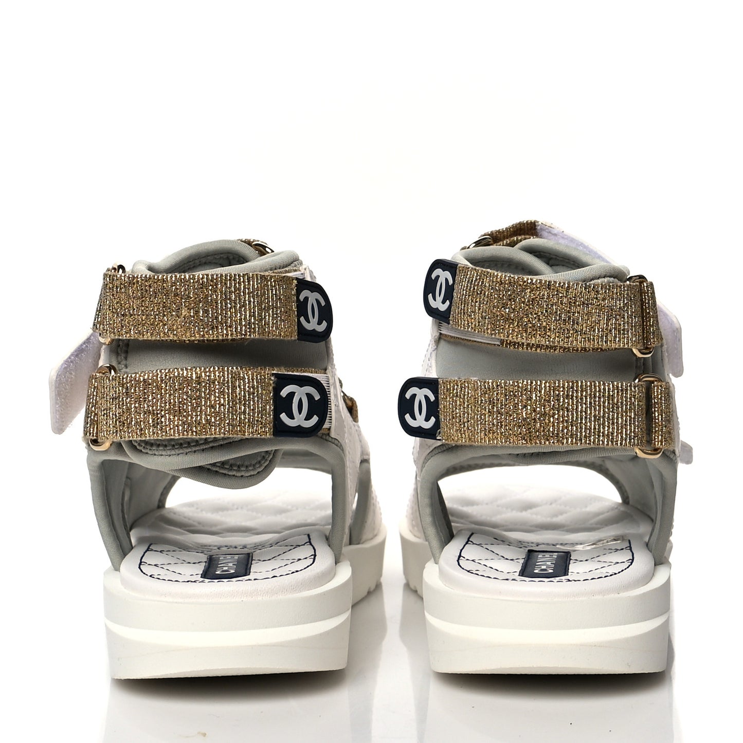 Goatskin Fabric Gladiator Sandals 38 White Light Grey Navy Blue
