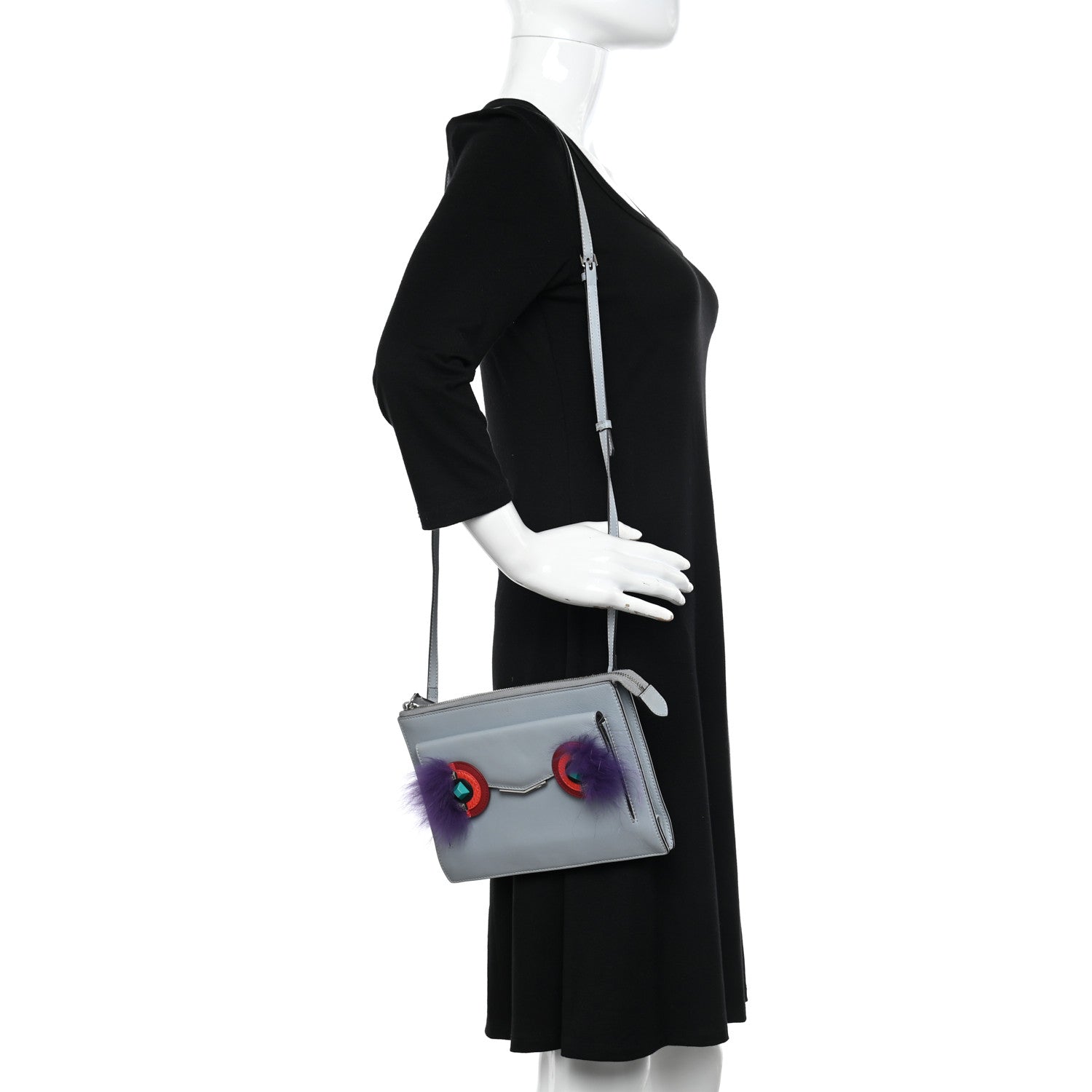 Fendi Vitello Dolce Fox Elaphe Ayers Hypnoteyes Min 2Jours Pouch Polvere Viola Multicolor 2 of 15