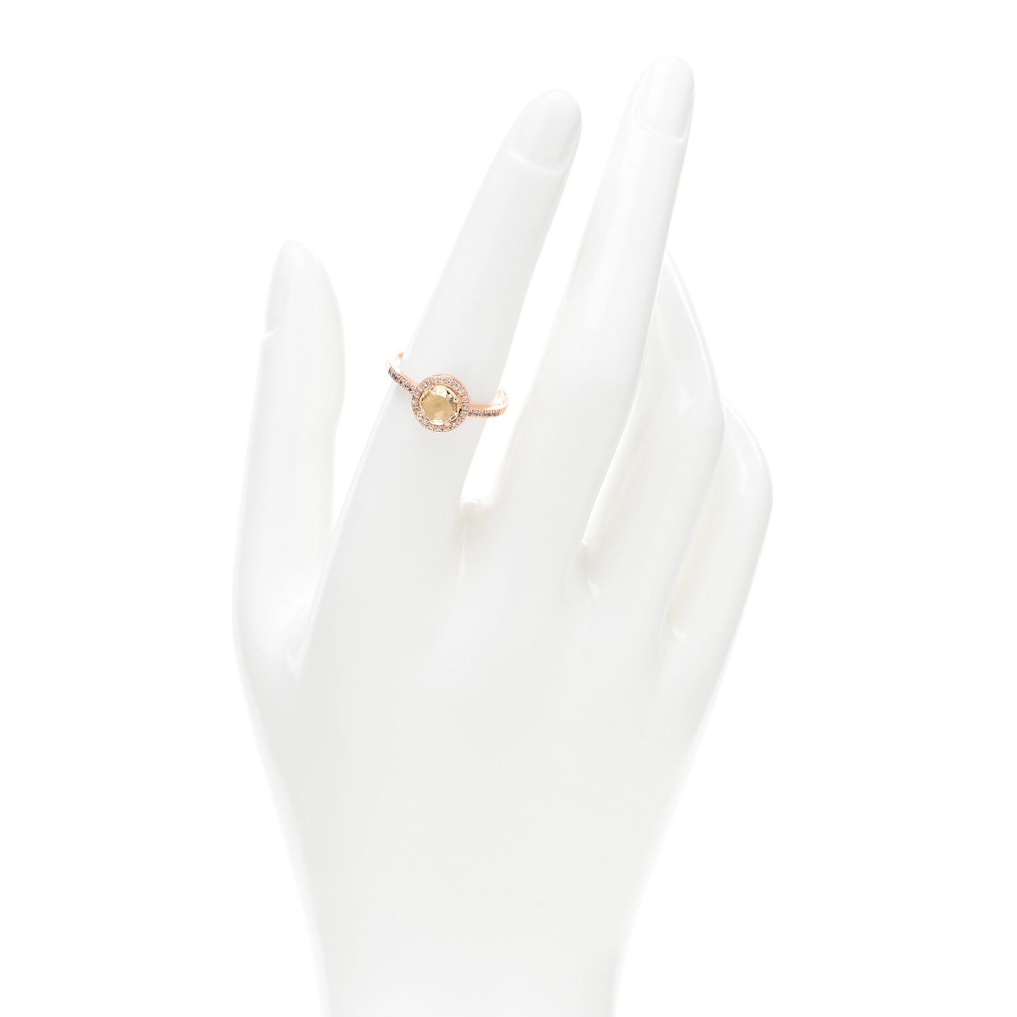 14K Rose Gold Citrine White Sapphire Cocktail Ring 54 7