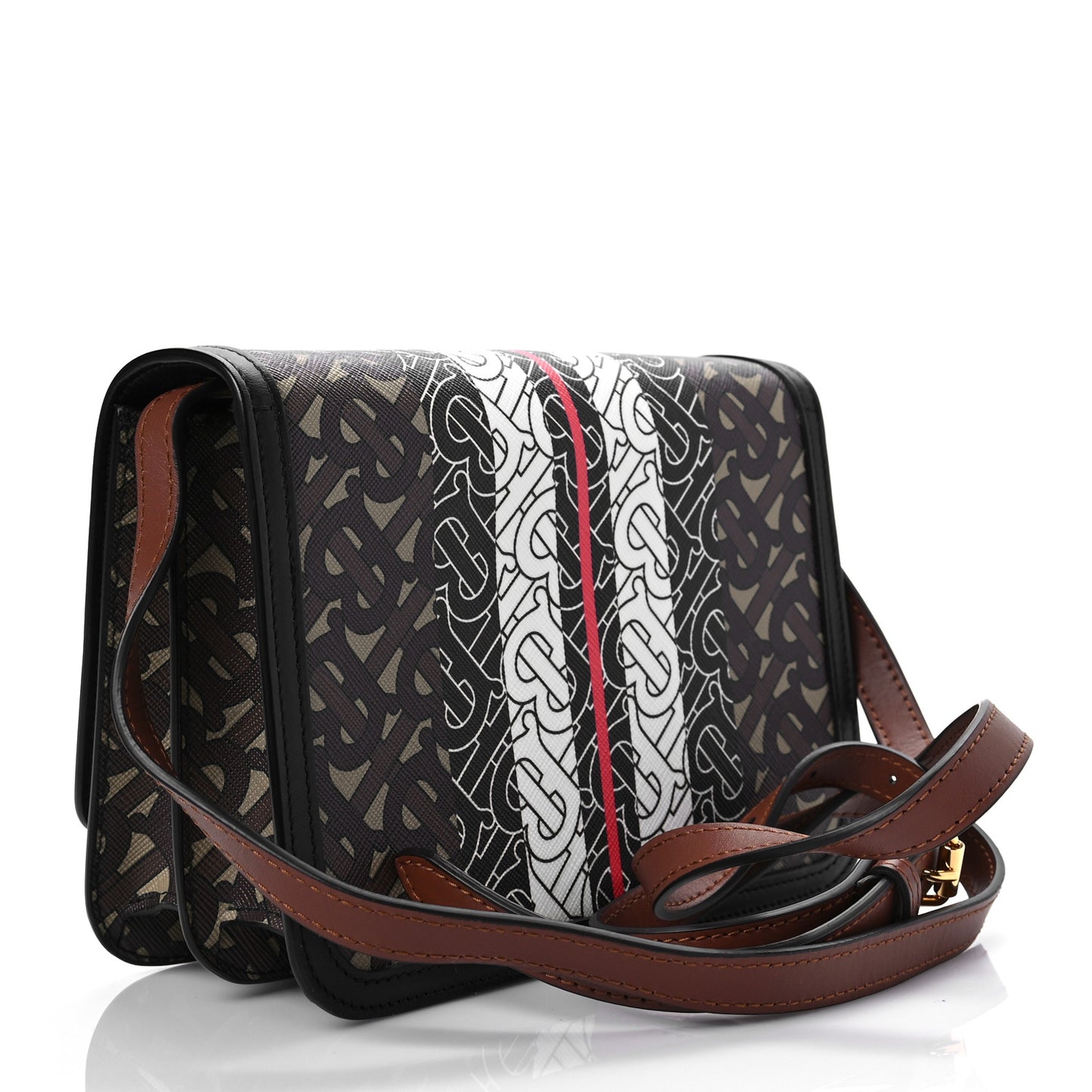 E-Canvas Monogram Stripe Small TB Bag Bridle Brown