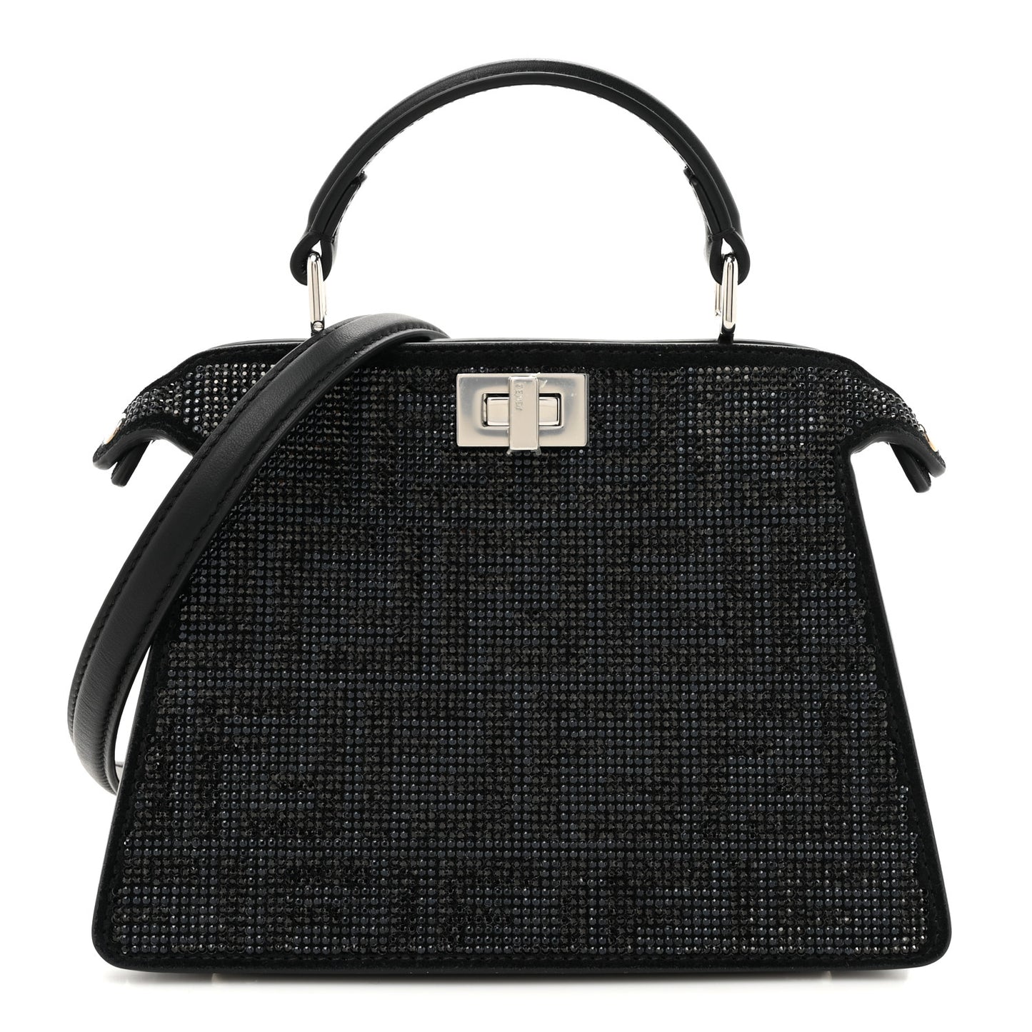 Crystal Shiny Nappa FF Petite Peekaboo I SEE U Satchel Black