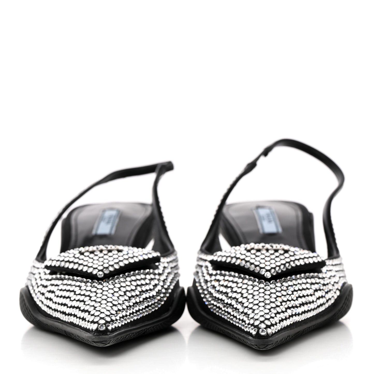 Satin Crystal Logo 45mm Slingback Pumps 36.5 Cristal