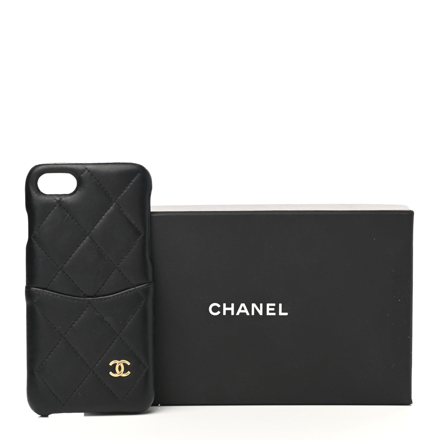 Lambskin Quilted iPhone 7/8 Coco Tech Case Black