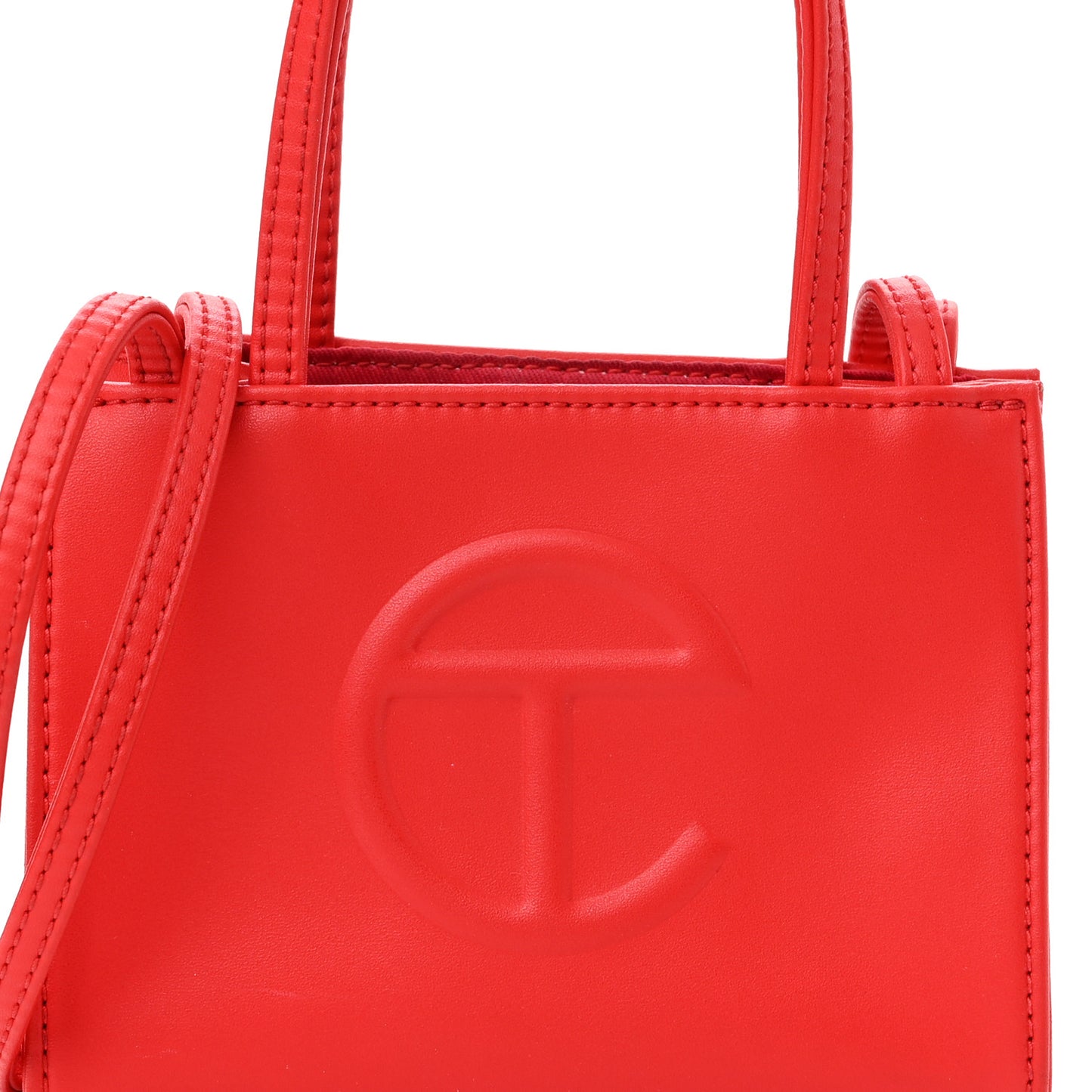 Vegan Leather Small Shopping Bag Red