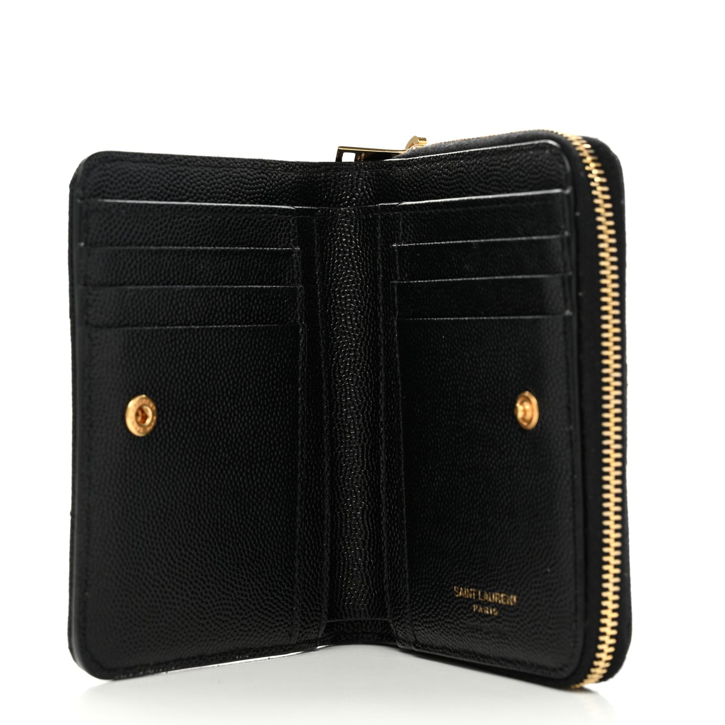 Grain De Poudre Matelasse Chevron Monogram Compact Zip Around Wallet Black