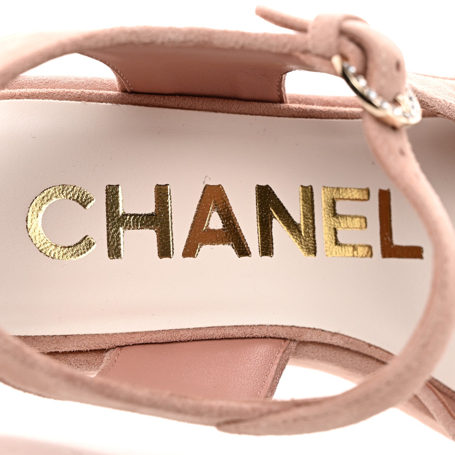 Chanel Suede Calfskin Peep Toe Wedge Sandals 39 Light Pink 7 of 13