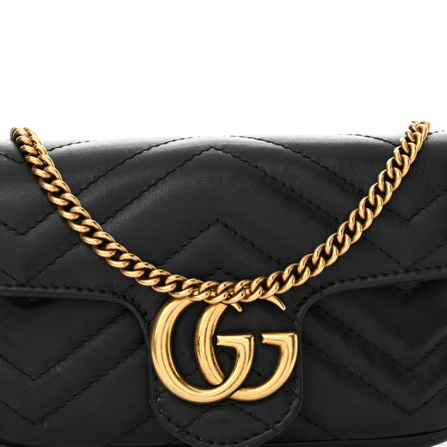 Gucci Calfskin Matelasse Super Mini GG Marmont Shoulder Bag Black 8 of 14