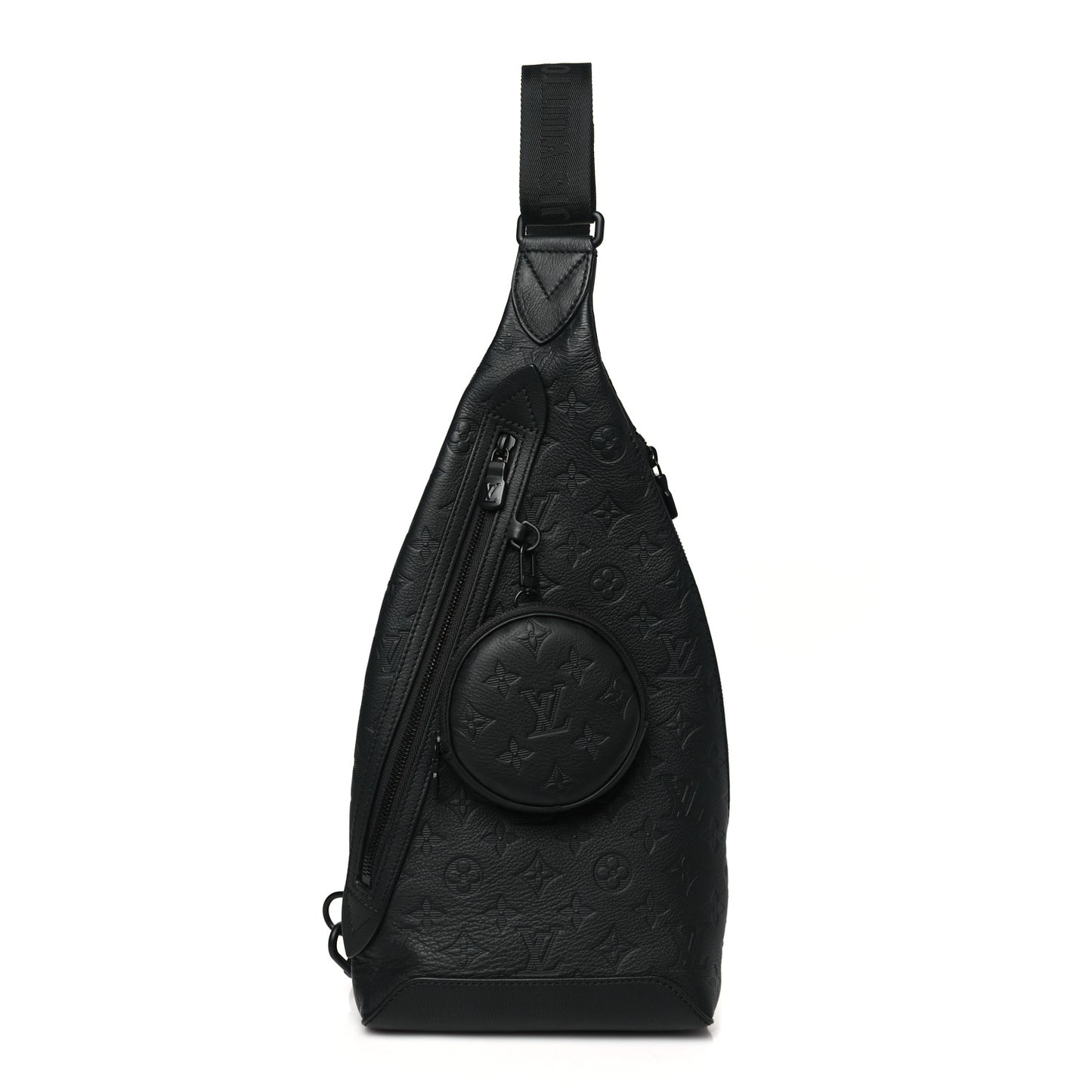 Calfskin Shadow Monogram Duo Slingbag Black