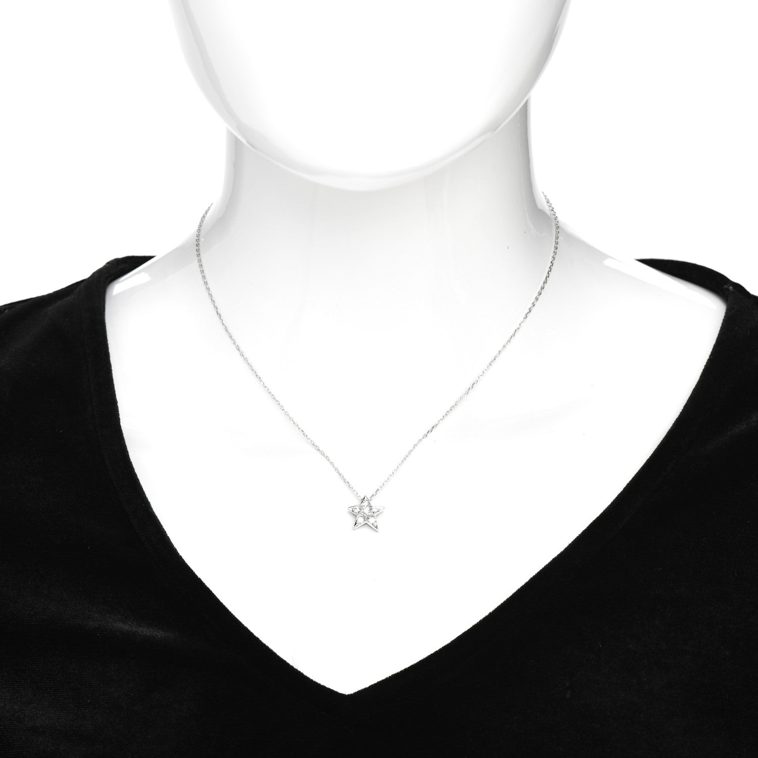 Chanel 18K White Gold Diamond Small Comete Geode Pendant Necklace 2 of 5