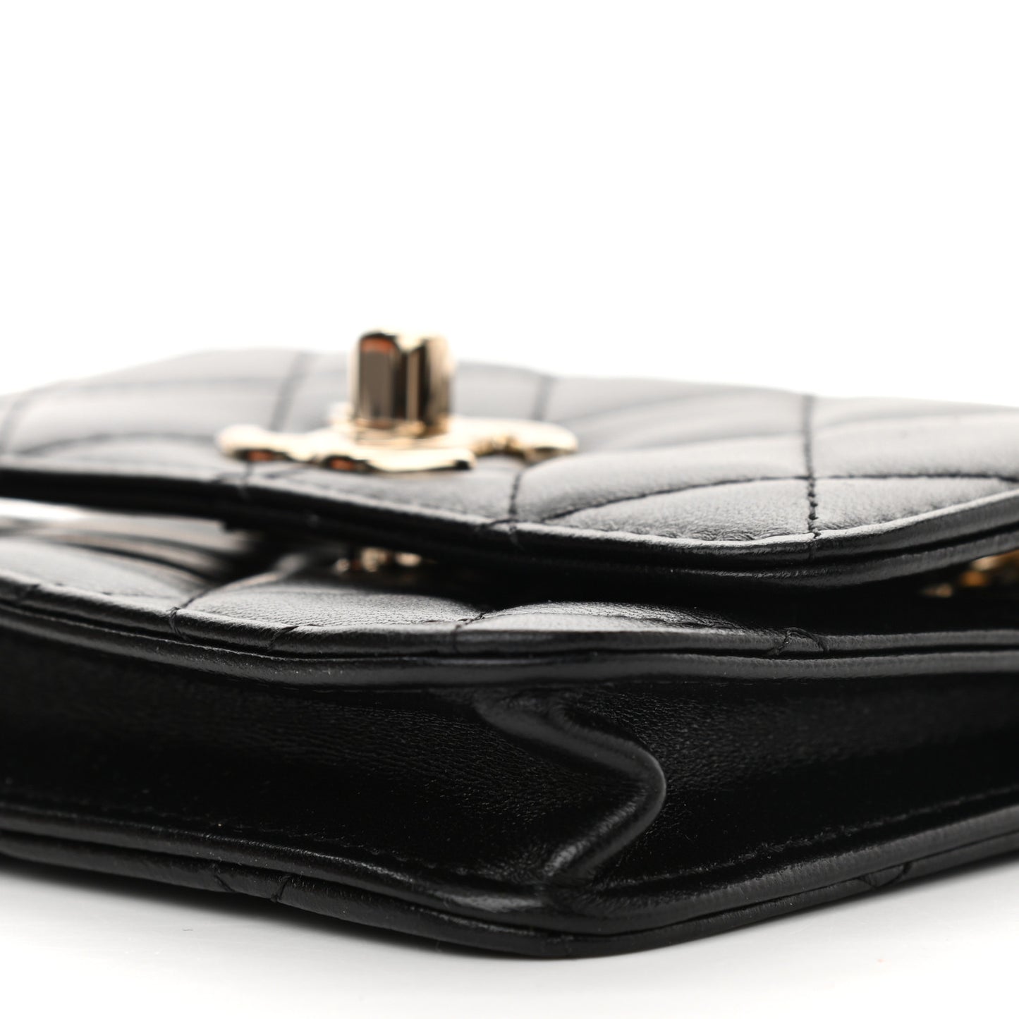 Lambskin Quilted Trendy CC Card Holder On Chain Black