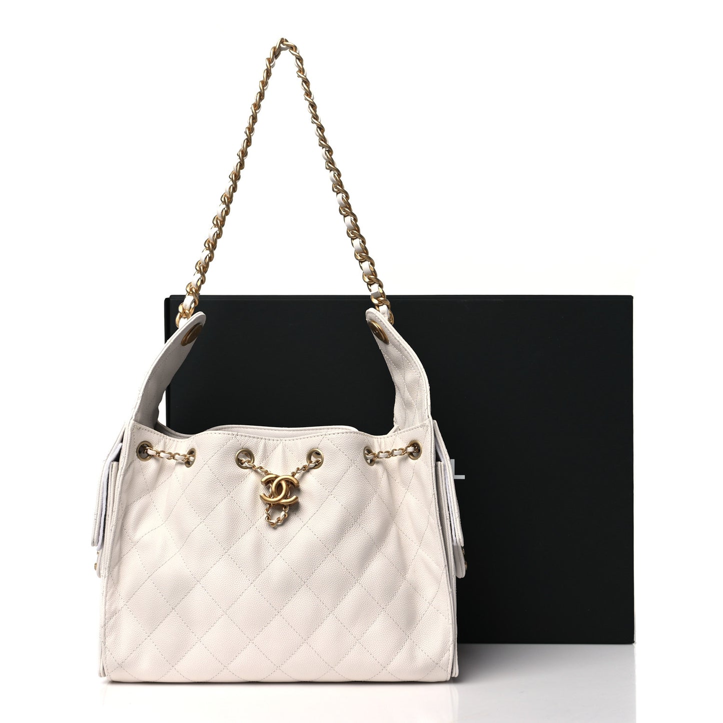 Caviar Quilted Small Chanel 25 Handbag White