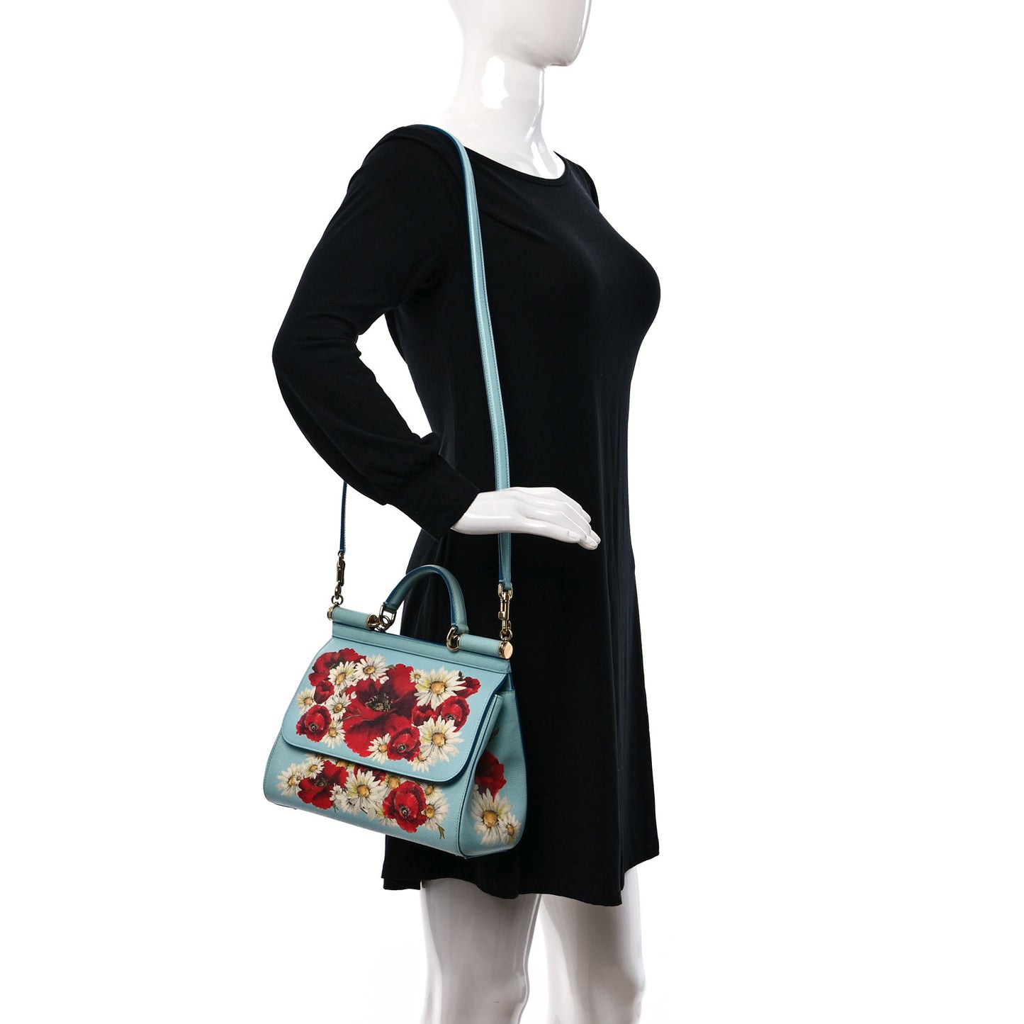 Dauphine St.Giap Papaveri Print Medium Miss Sicily Satchel Celeste