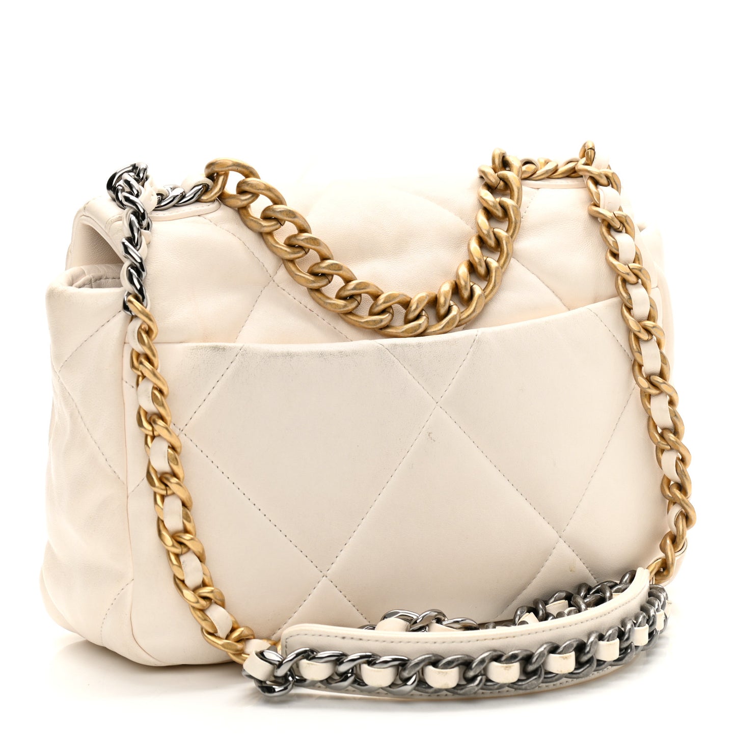 Lambskin Quilted Medium Chanel 19 Flap White