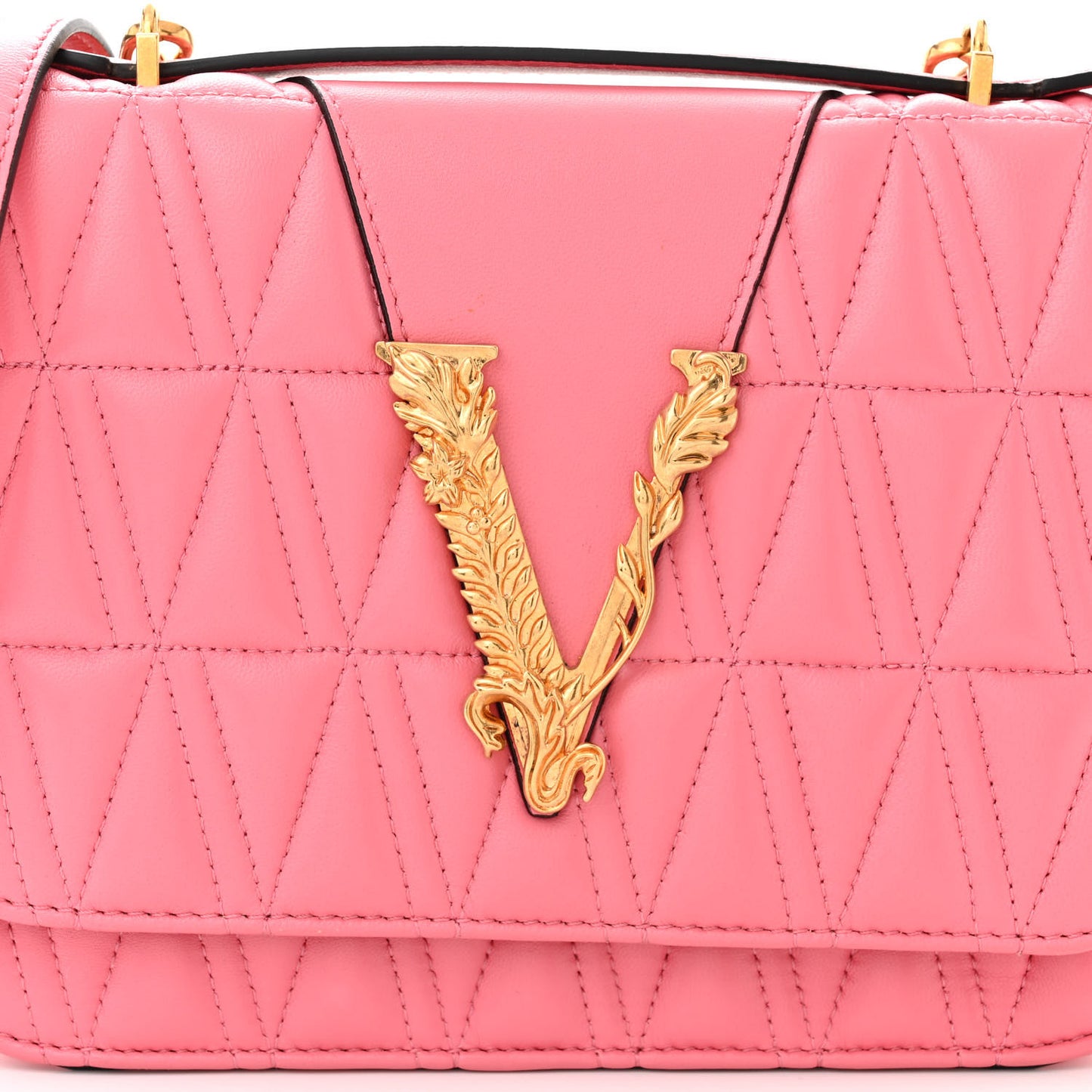 Nappa Quilted Virtus Top Handle Shoulder Bag Blush