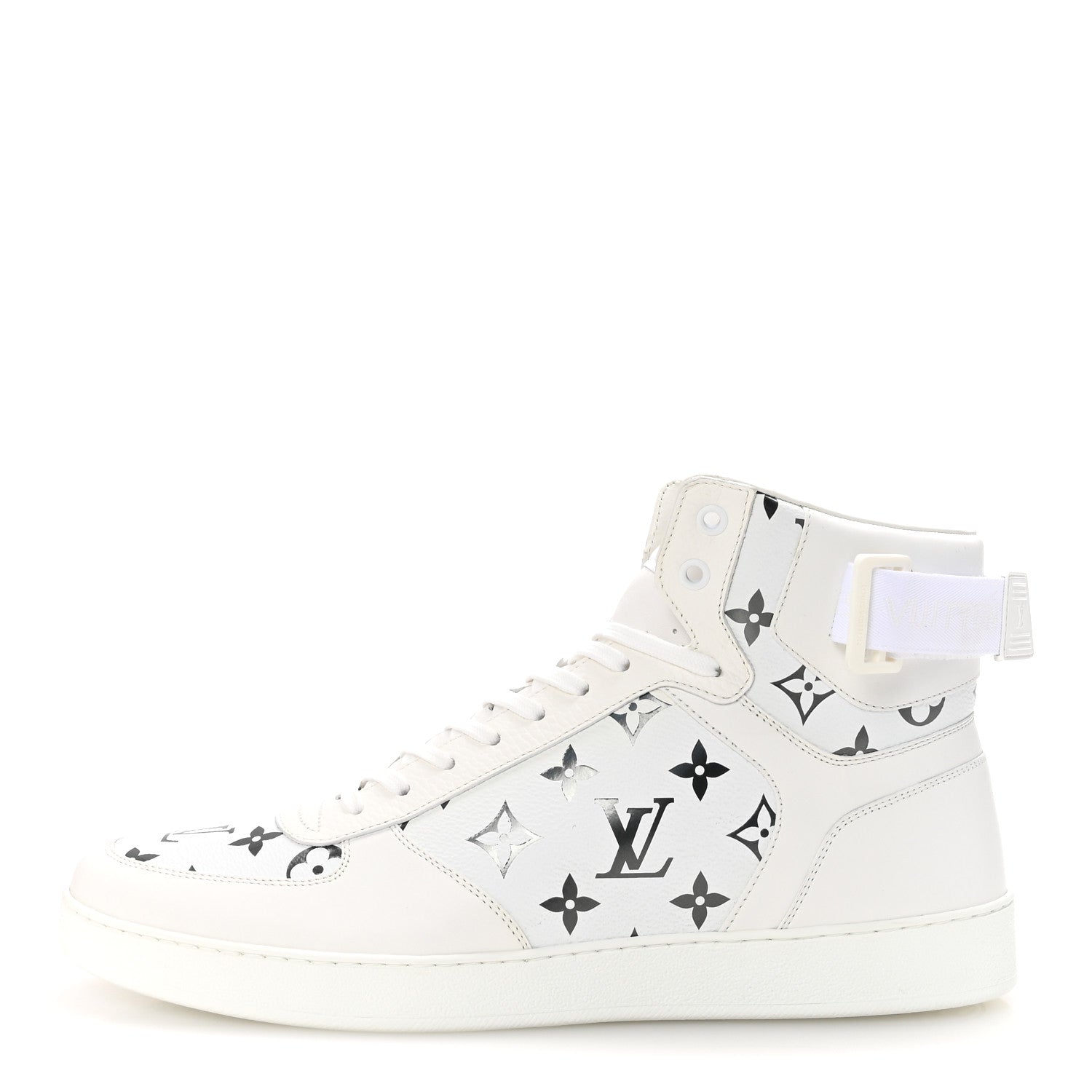 Louis Vuitton Calfskin Monogram Rivoli High Top Sneakers 10 White