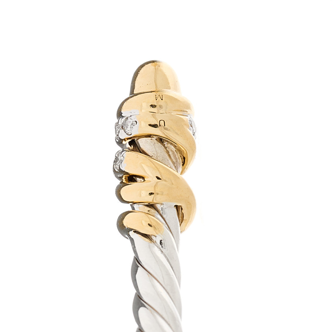 Sterling Silver 18K Yellow Gold Diamond 3mm Helena Cuff Bracelet