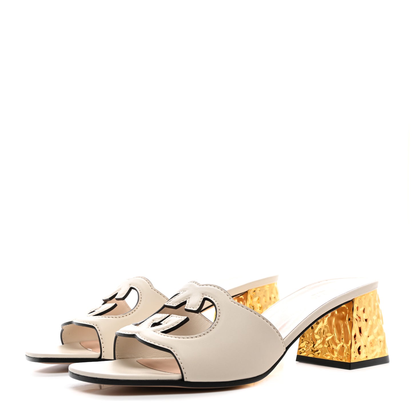 Cosmos Softy Calfskin Interlocking G Cut Out 55mm Slide Sandals 41 Mystic White
