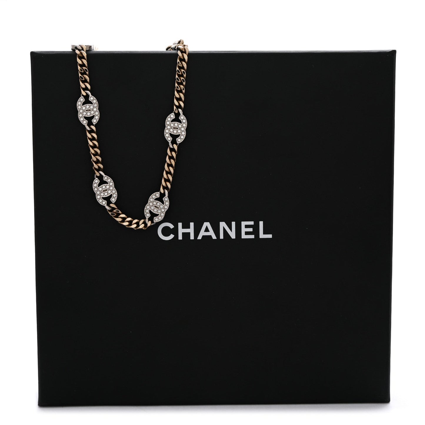 Crystal Chain CC Link Choker Gold Silver