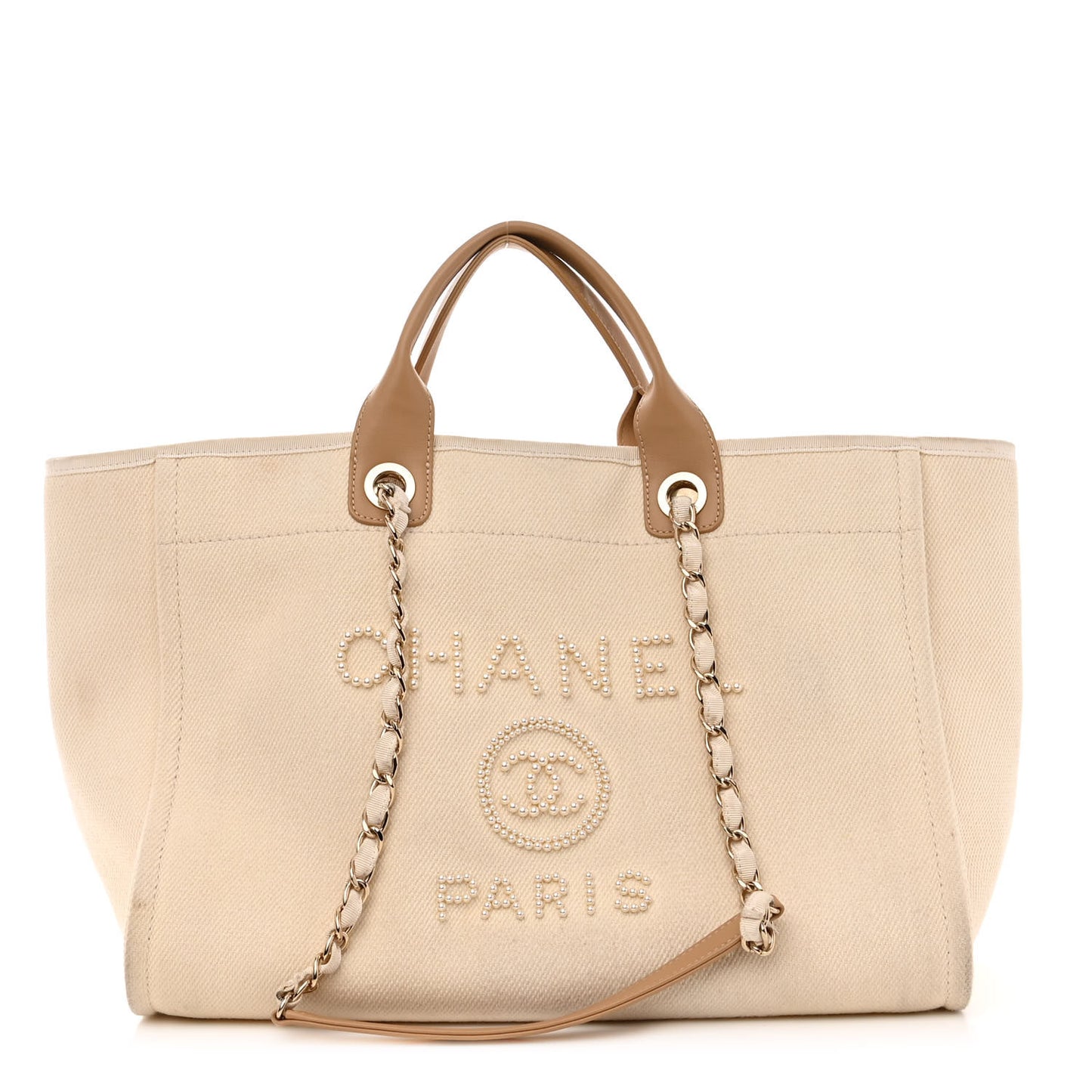 Canvas Pearl Large Deauville Tote Ecru Beige