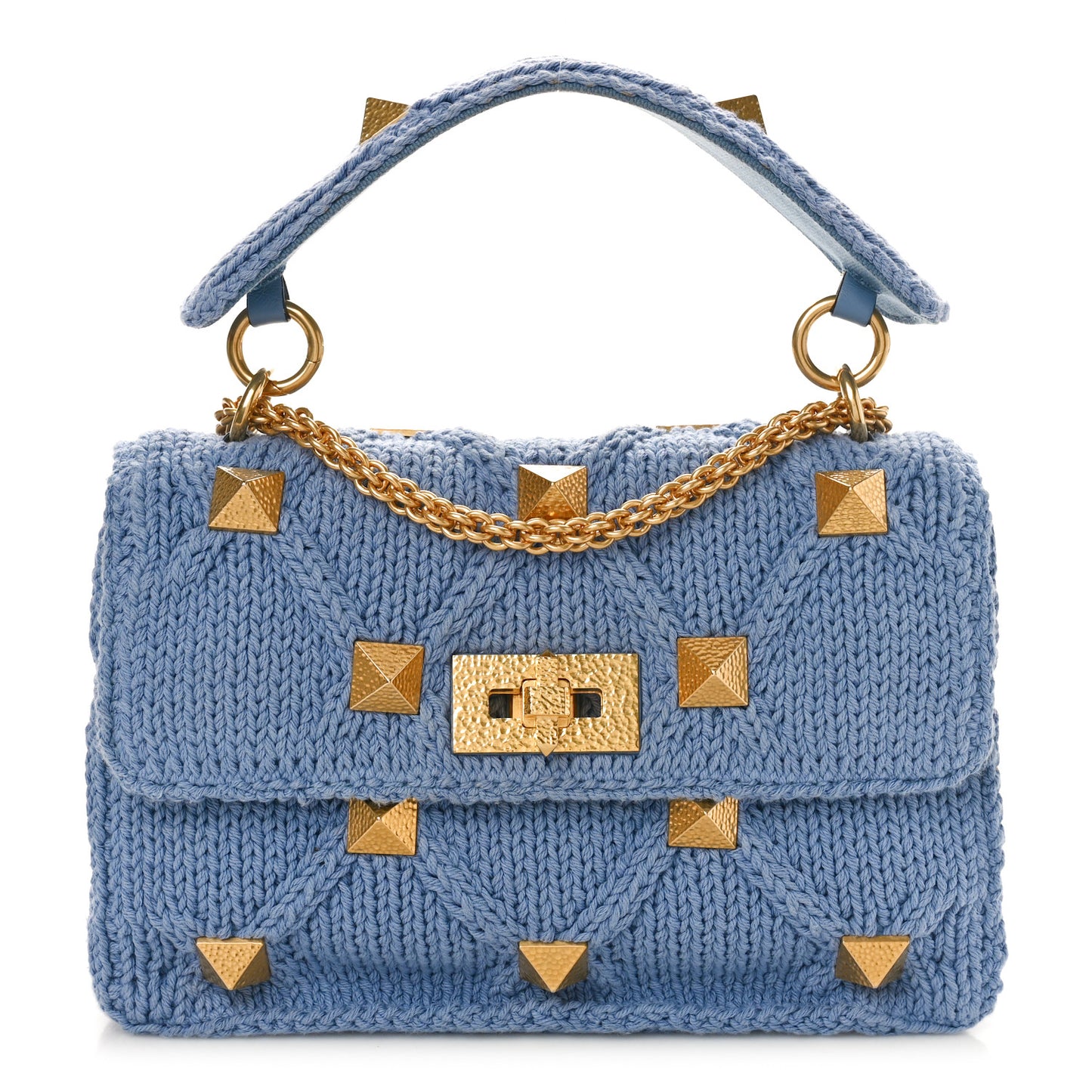 Knit Medium Roman Stud Shoulder Bag Niagara