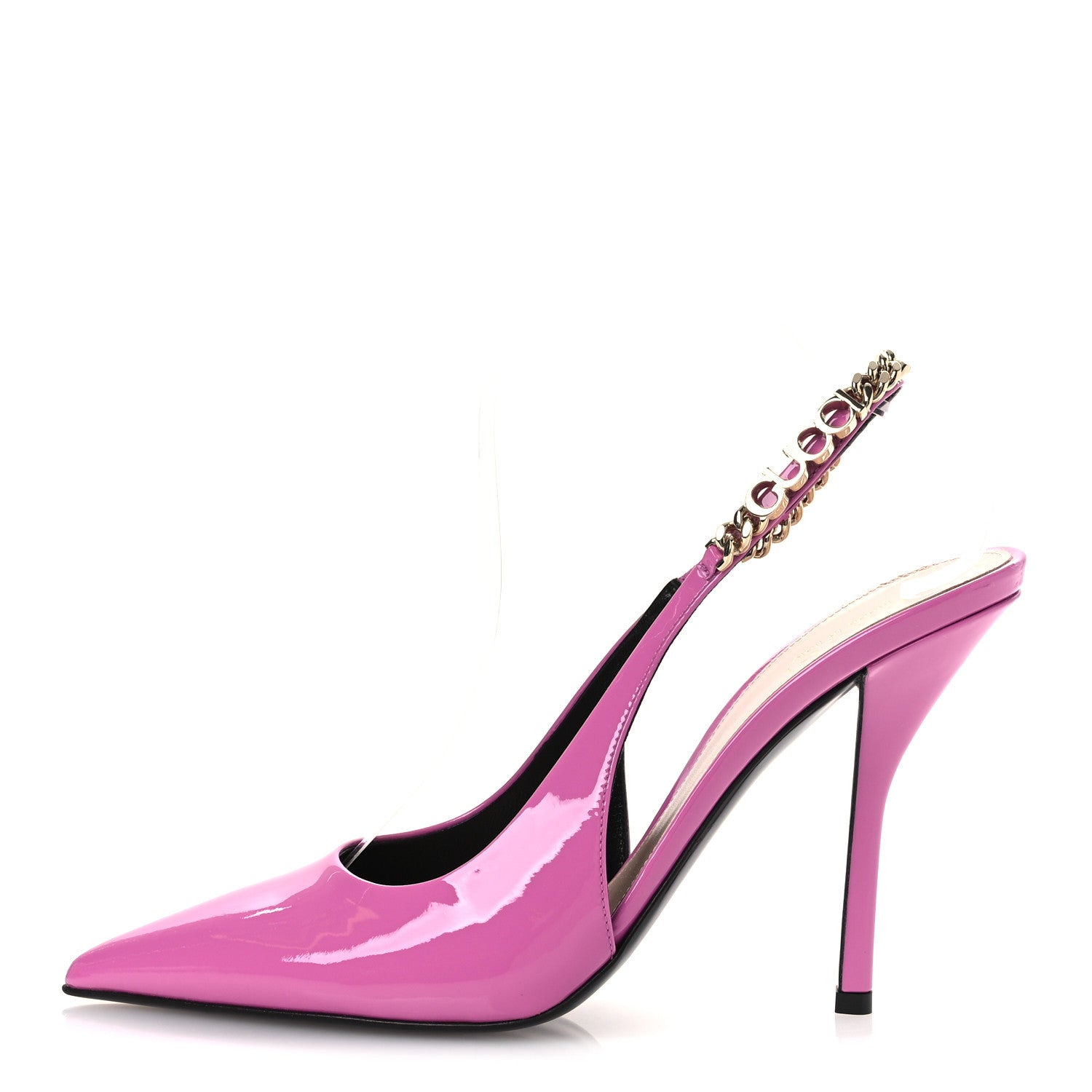 Gucci Vernice Crystal Nappa Charlotte Signoria 105 Slingback Pumps