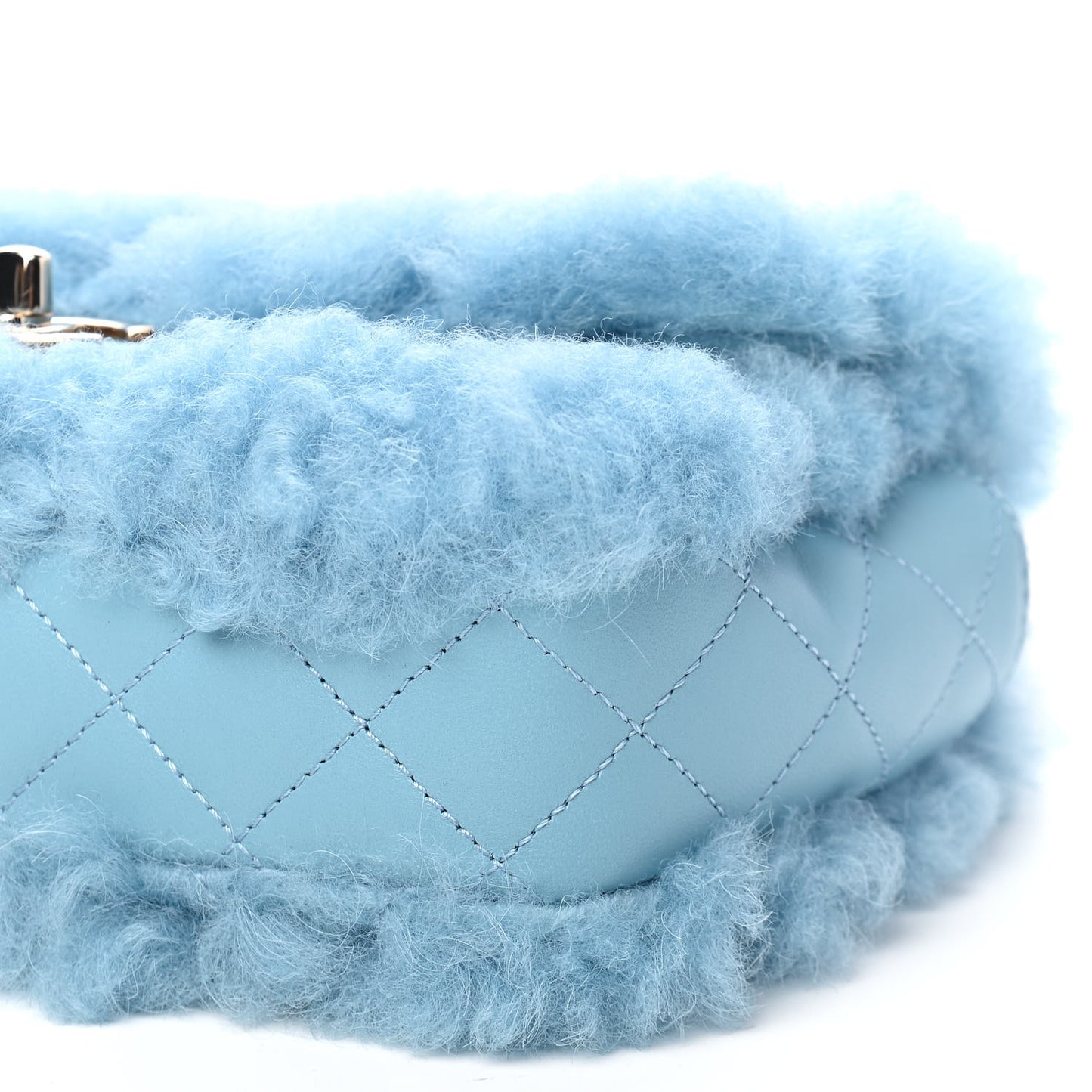 Shearling Lambskin Quilted Flap Blue