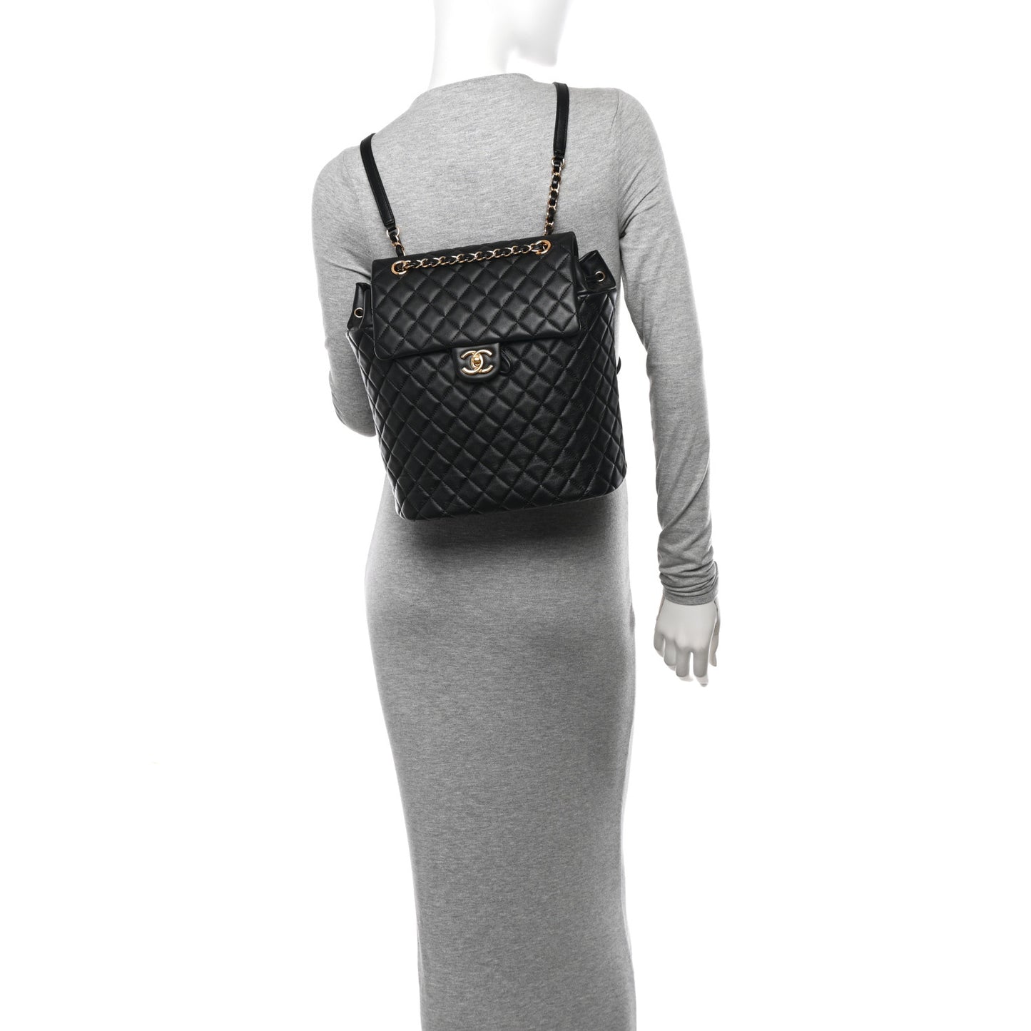 Lambskin Quilted Large Urban Spirit Backpack Black