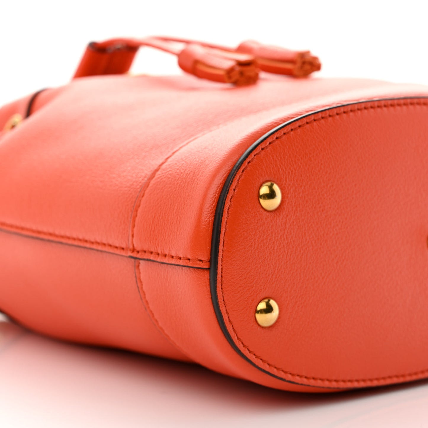 Softy Wonka Textured Dollar Calfskin Mini Diana Bucket Bag Deep Orange Spicy Cyclamin