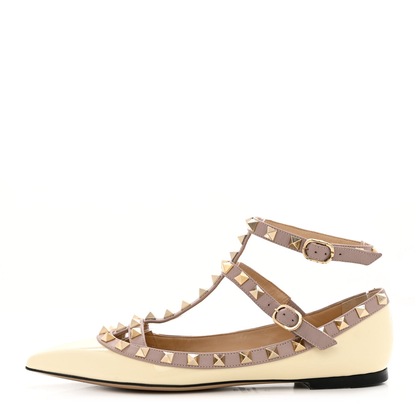 Patent Rockstud Cage Ballerina Flats 36 Light Ivory Poudre