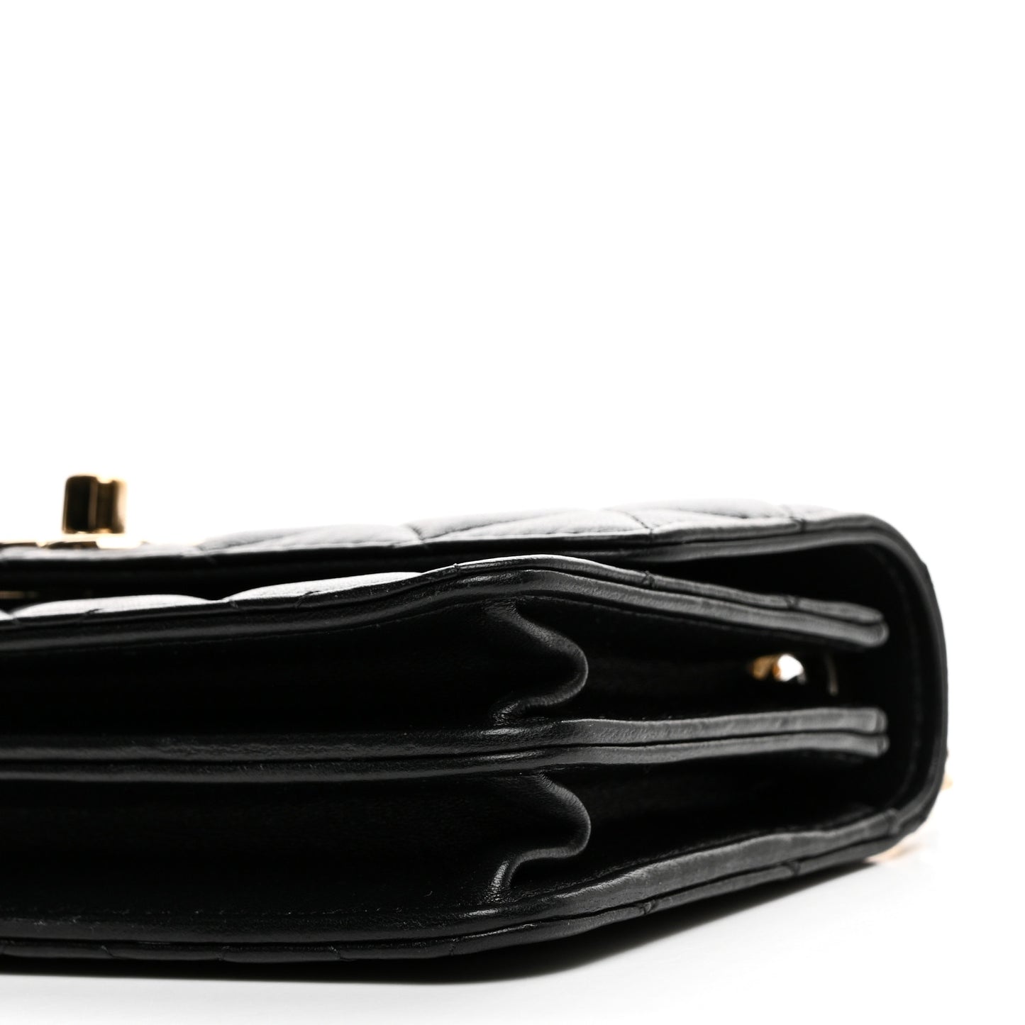 Lambskin Quilted Trendy CC Dual Handle Clutch With Chain Black