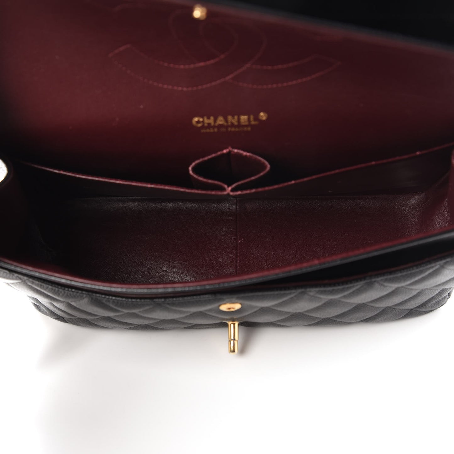 Caviar Quilted Jumbo Double Flap Black
