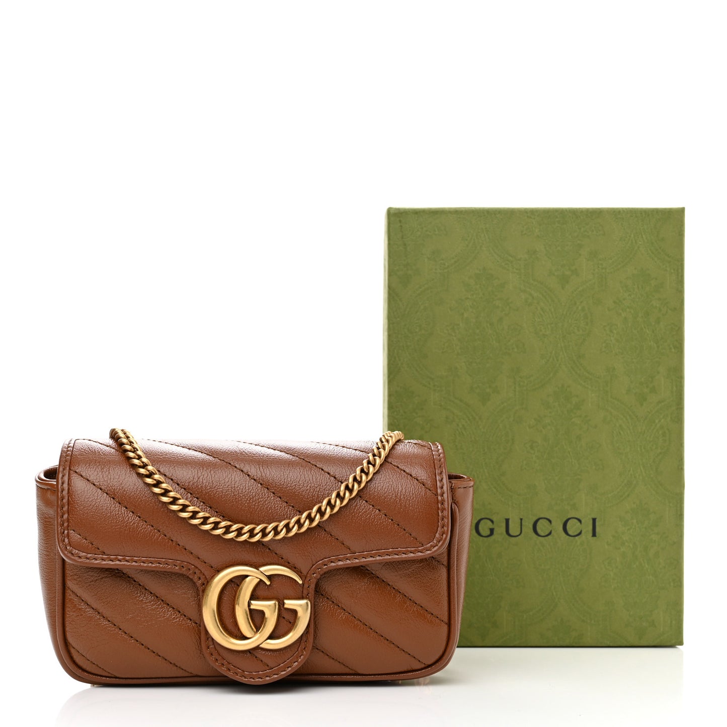Azalea Calfskin Matelasse Diagonal Super Mini GG Marmont Shoulder Bag Cuir