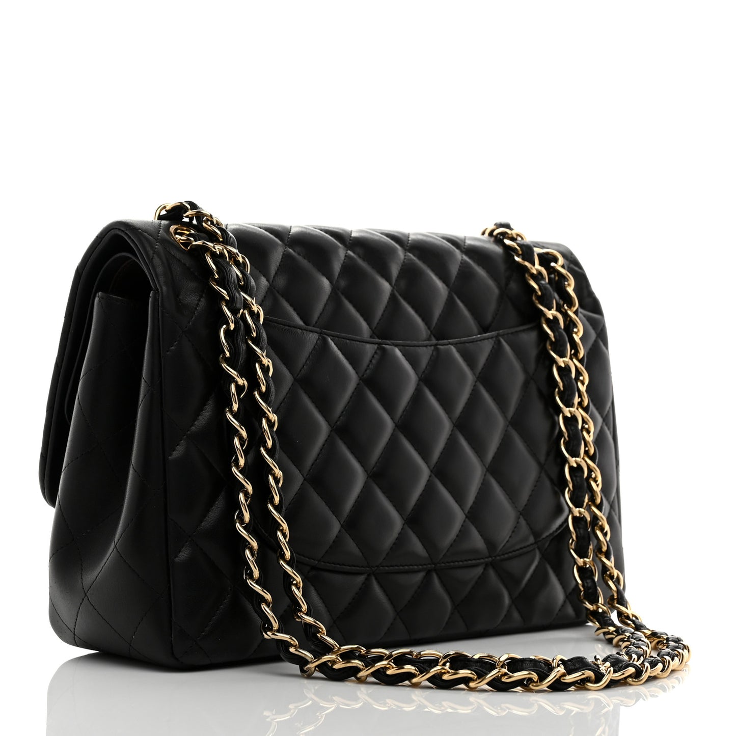 Lambskin Quilted Jumbo Double Flap Black