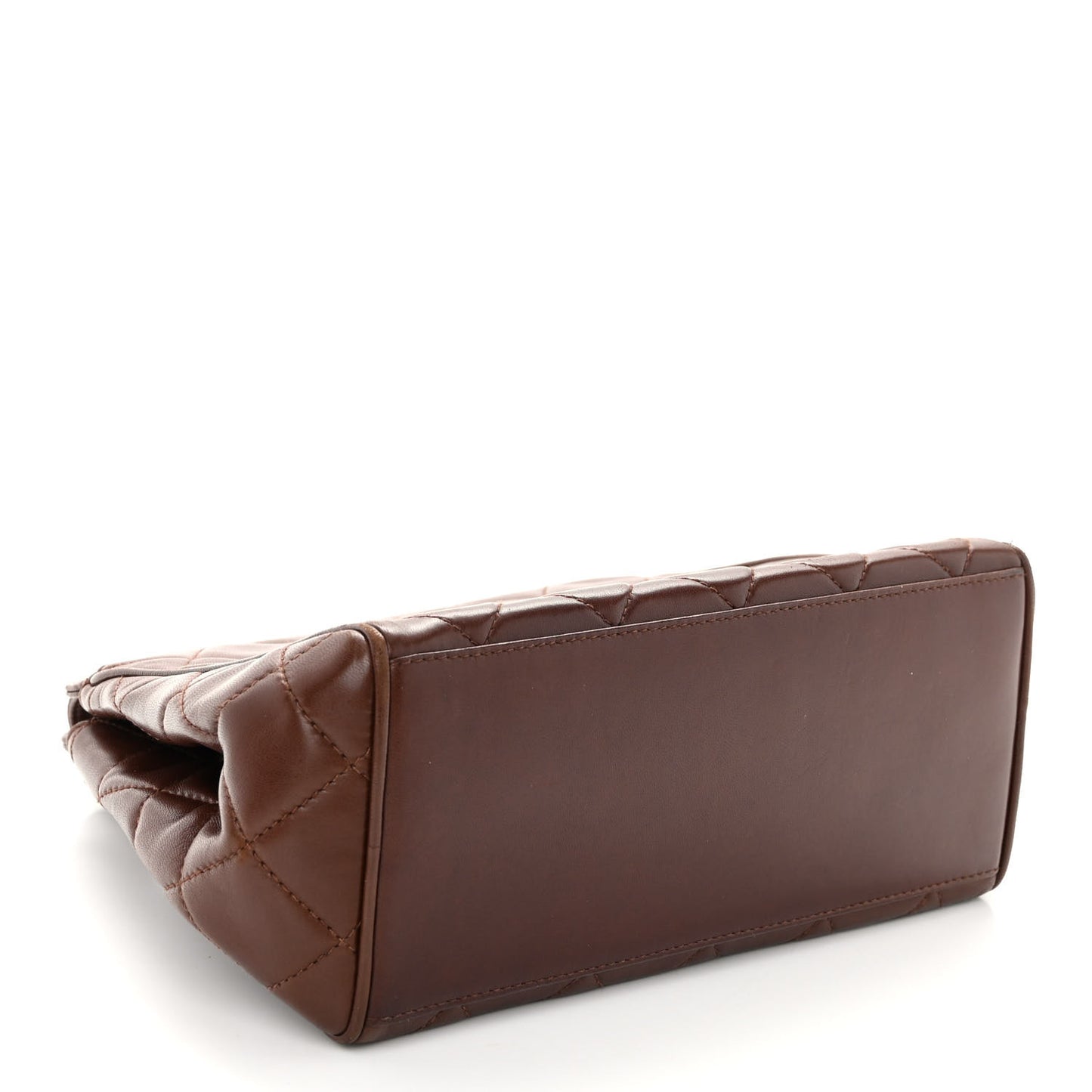 Lambskin Quilted CC Shoulder Bag Brown