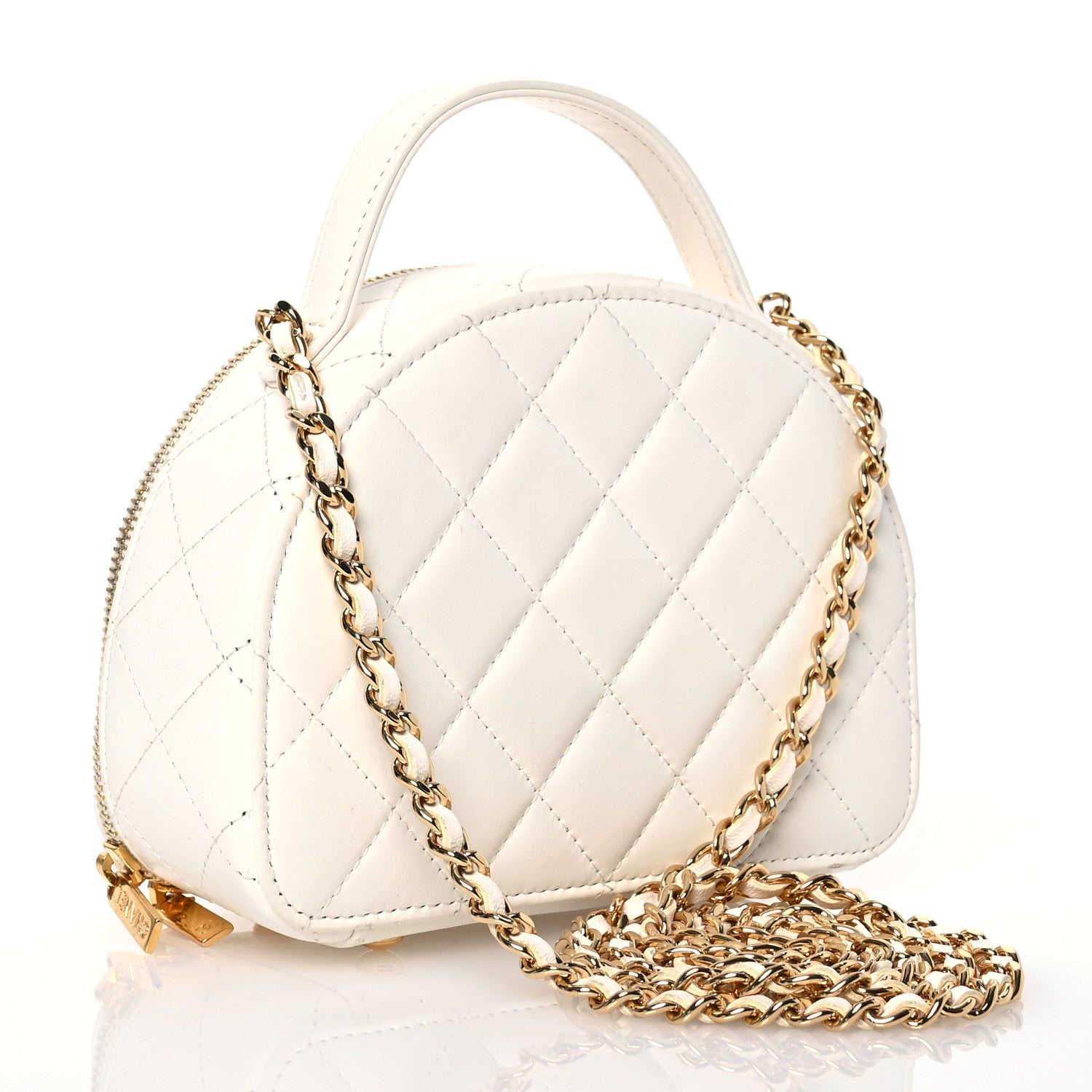 Chanel Lambskin Quilted Small Chic Riviera Top Handle Vanity Case White 3 of 15