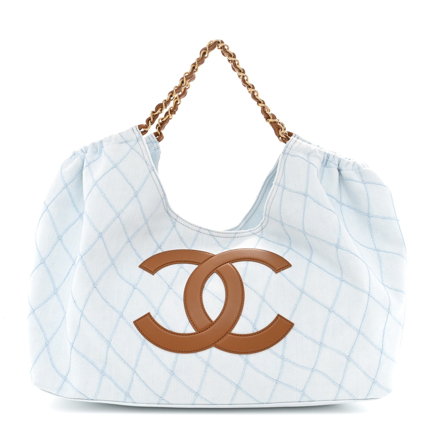 CHANELトートバッグ Chanel Denim Calfskin Quilted Coco Beach Small Shopping Tote Light