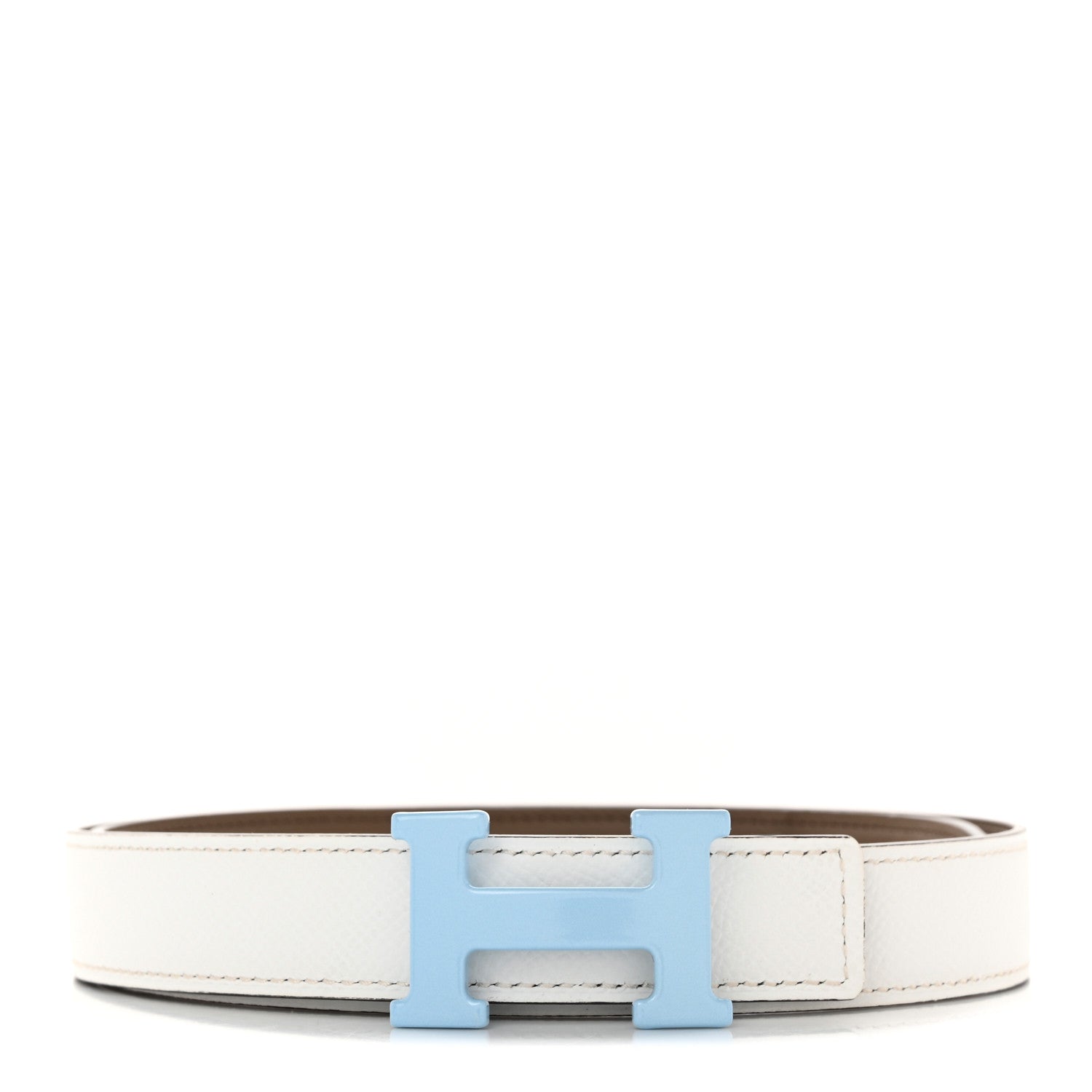 Hermes Epsom Swift Enamel 24mm Belt 75 30 White Beige De Weimar 1 of 4