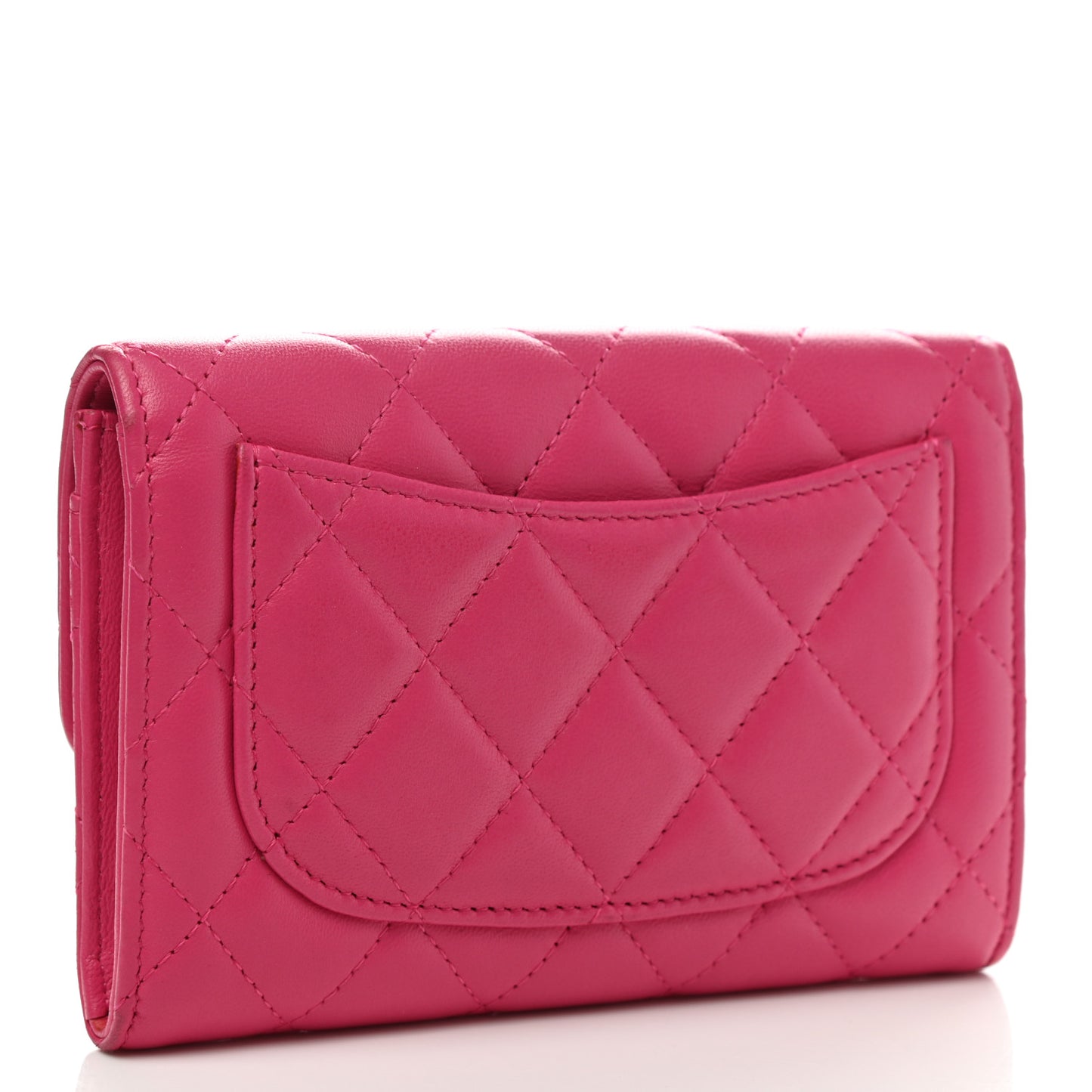 Caviar Quilted Small Flap Wallet Fucshia
