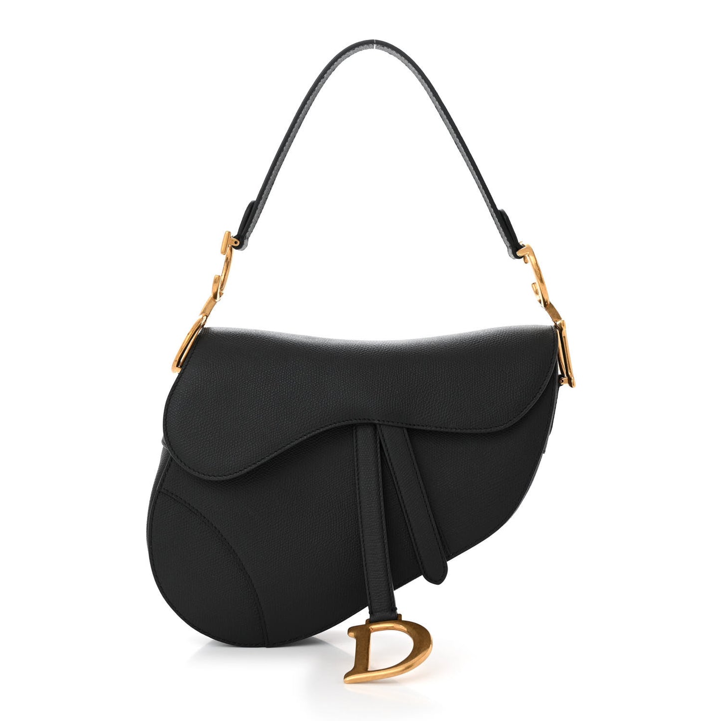 Grained Calfskin Saddle Bag Black