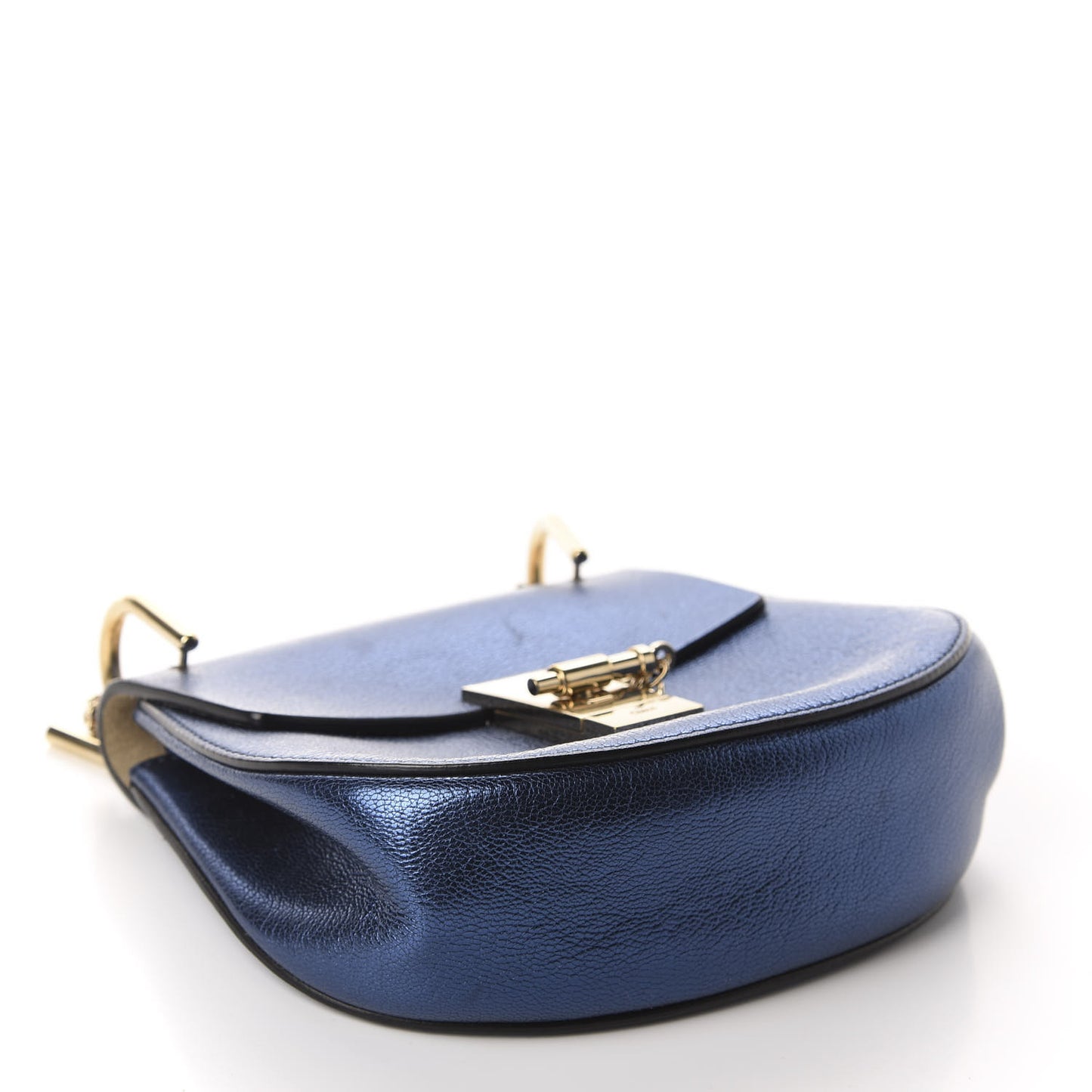 Metallic Goatskin Mini Drew Shoulder Bag Blue