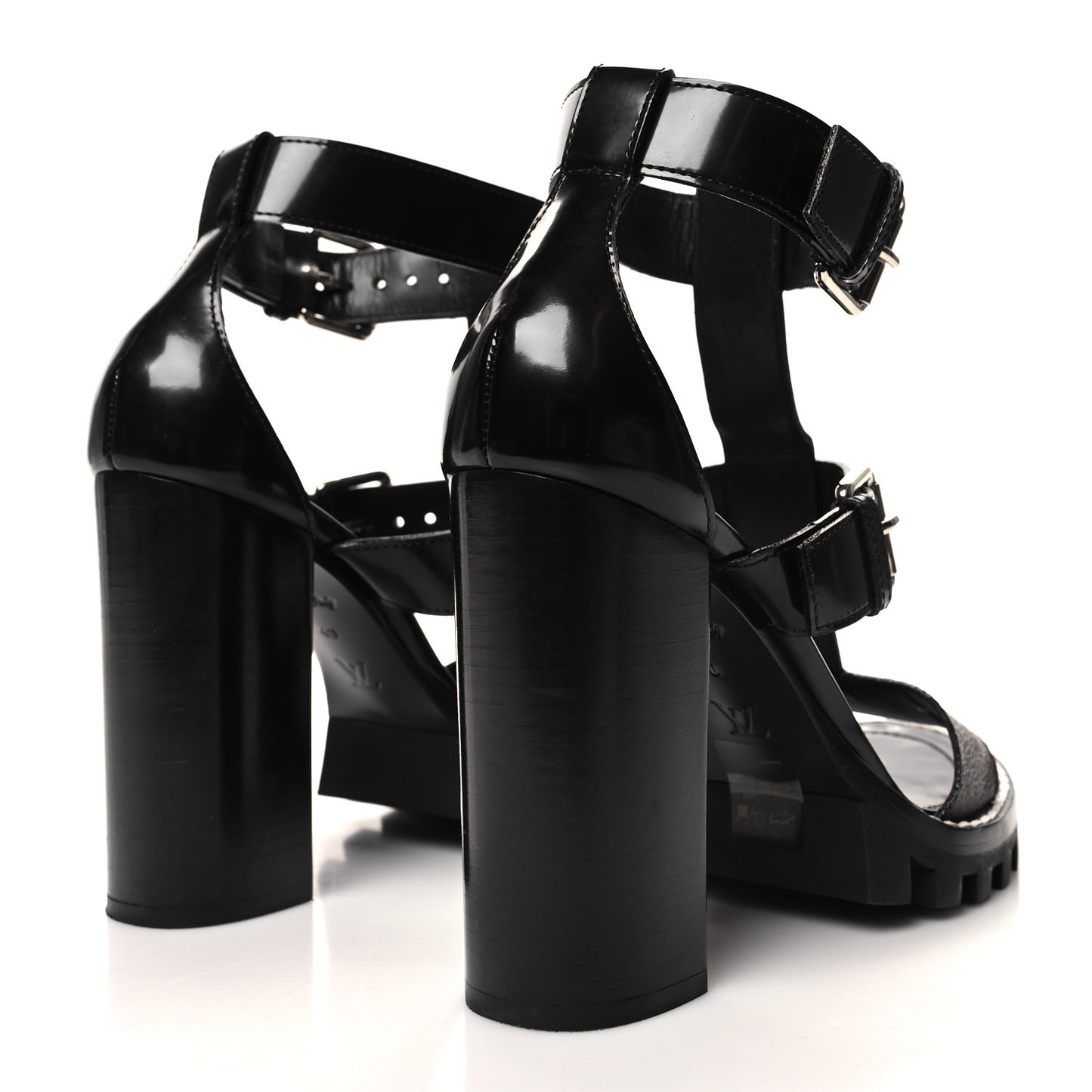 LOUIS VUITTON Patent Calfskin Monogram Star Trail Sandal 40 Black