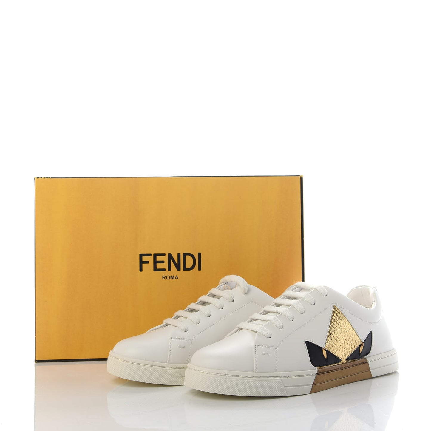 Calfskin Bugs Low Top Sneakers 35 White