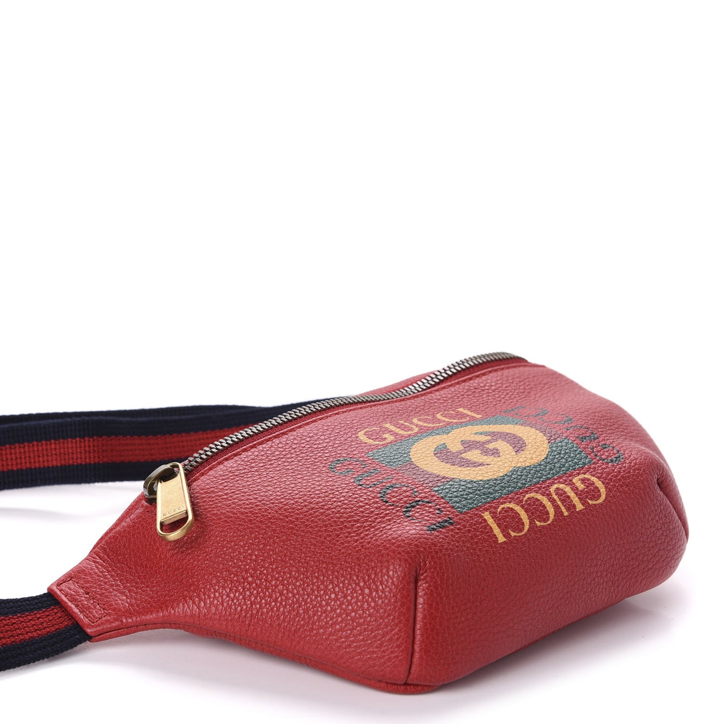 Grained Calfskin Small Logo Belt Bag Hibiscus Red