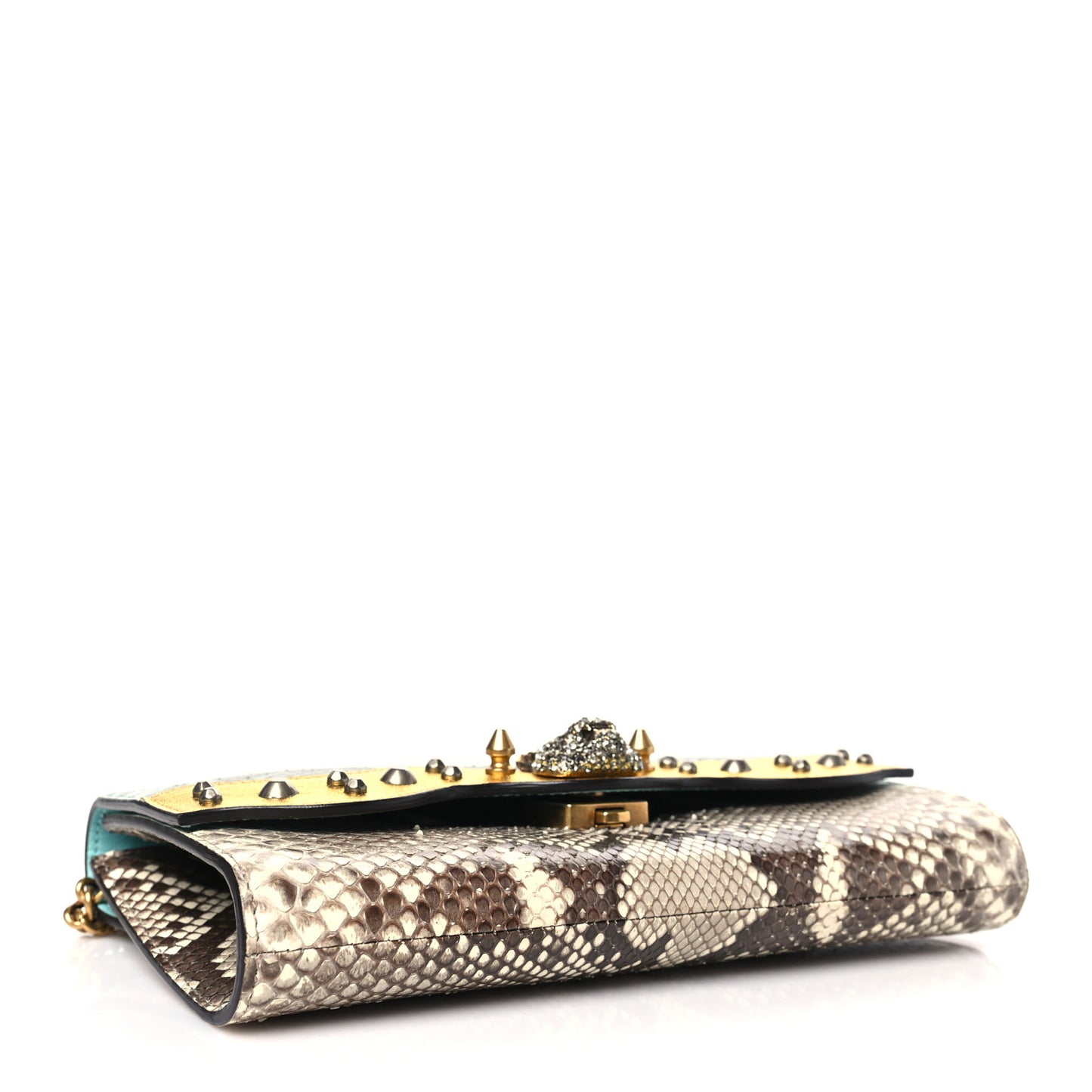 Snakeskin Animalier Broadway Clutch Blue Beige