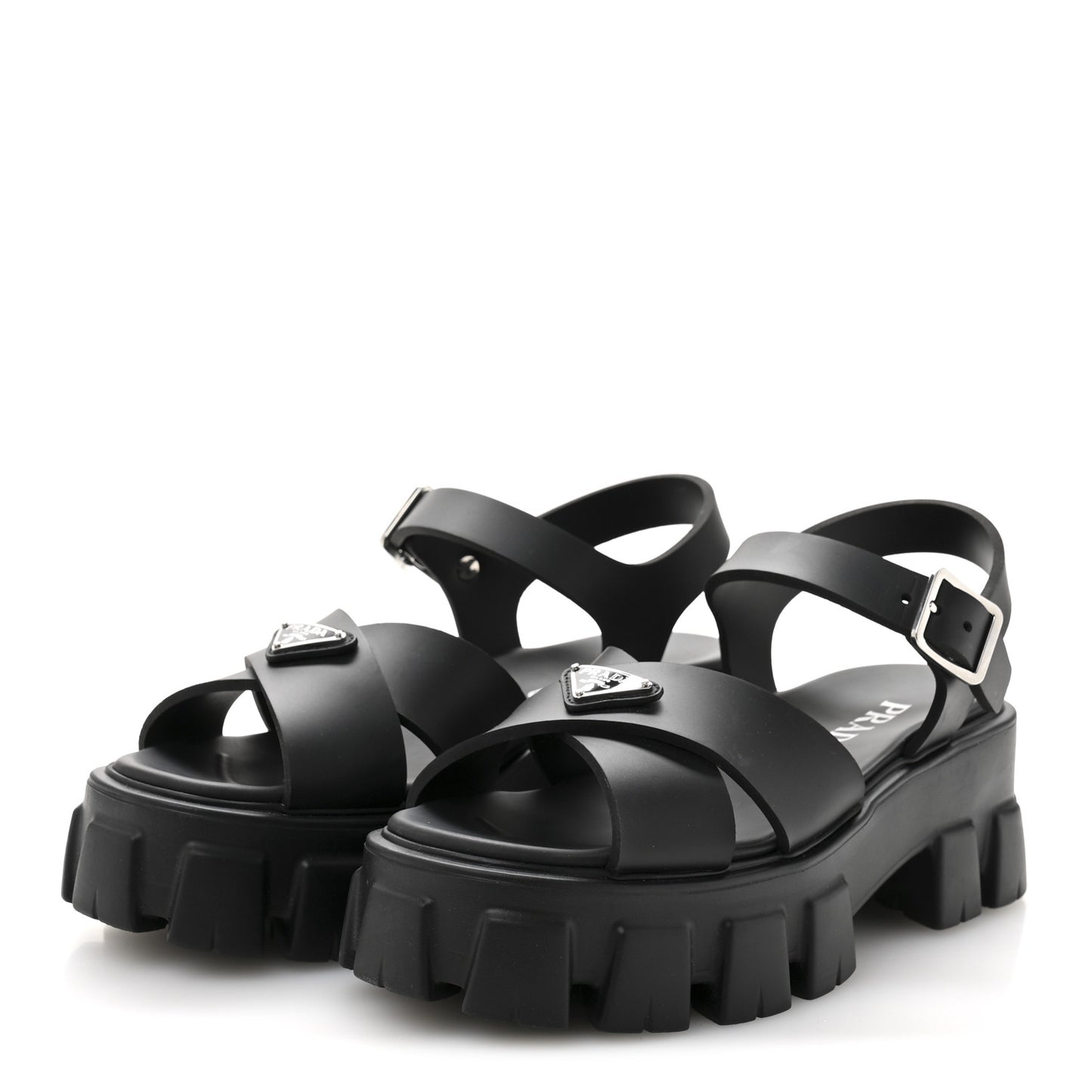 Foam Rubber Triangle Logo Monolith 55mm Sandals 38 Black