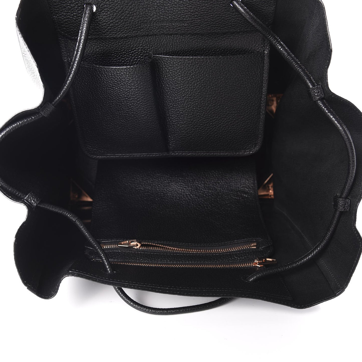 Pebbled Calfskin Large Prisma Skeletal Tote Black Rose Gold Hardware