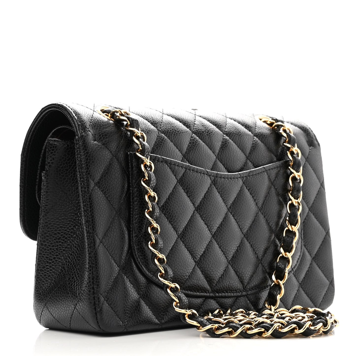 Caviar Quilted Small Double Flap Black
