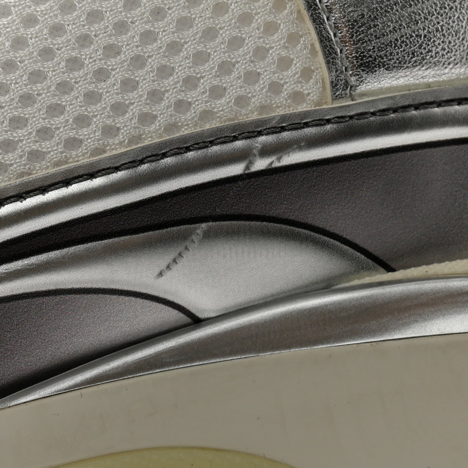 Chanel Fabric Laminated Calfskin Stretch CC Sneakers 40 White Silver 12 of 17