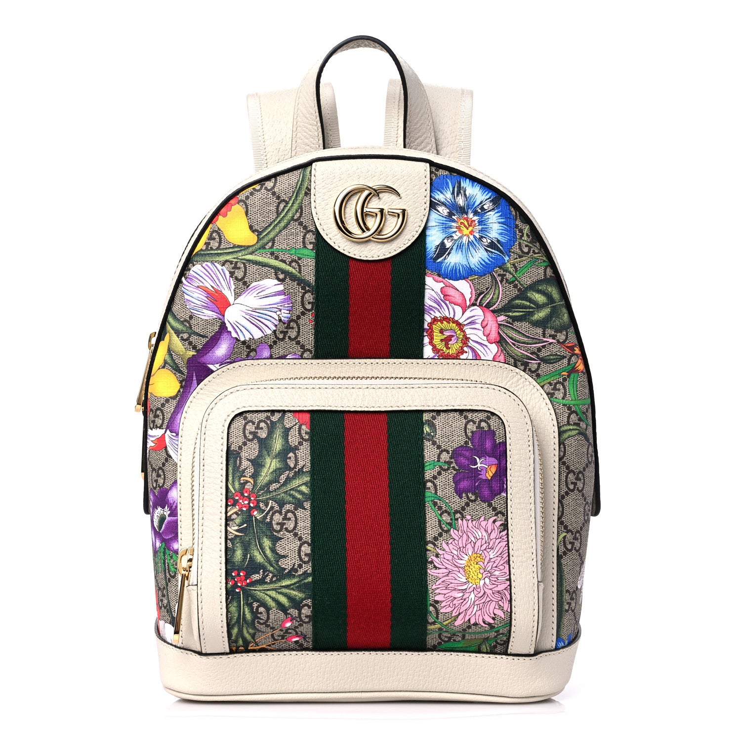 GUCCI GG SUPREME MONOGRAM FLORA WEB SMALL OPHIDIA DAY BACKPACK WHITE Gucci GG Supreme Monogram Flora Web Small Ophidia Day  main image 4