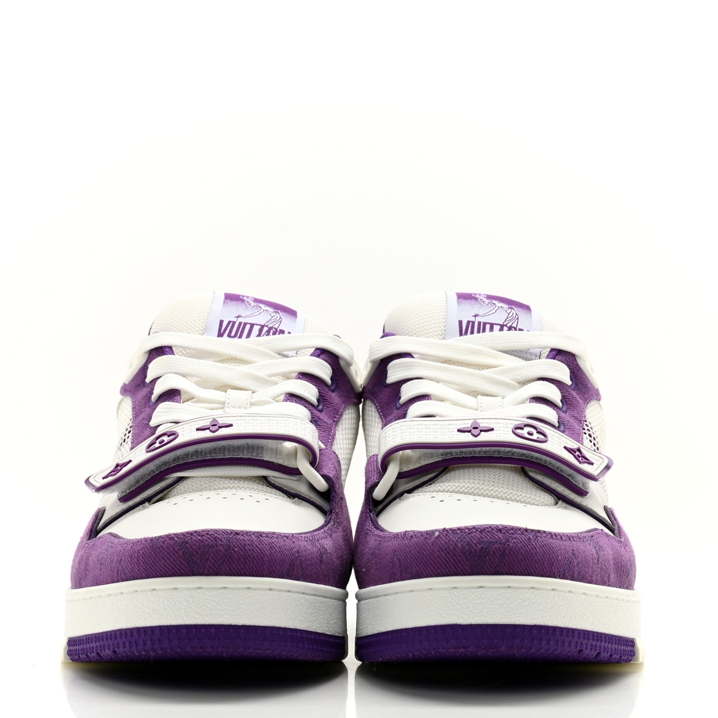 Calfskin Monogram Denim Mens LV Trainer Sneakers 9.5 Purple